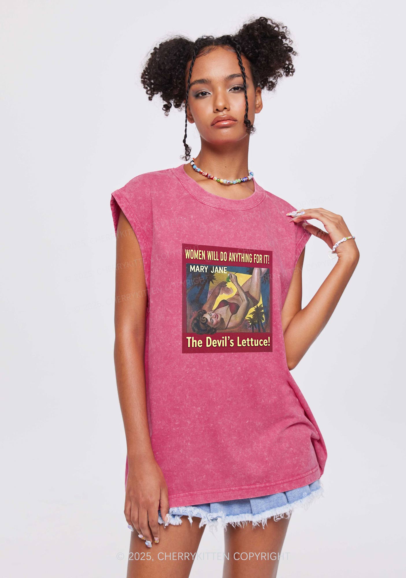 Women Will Do Anything Y2K Washed Tank Cherrykitten