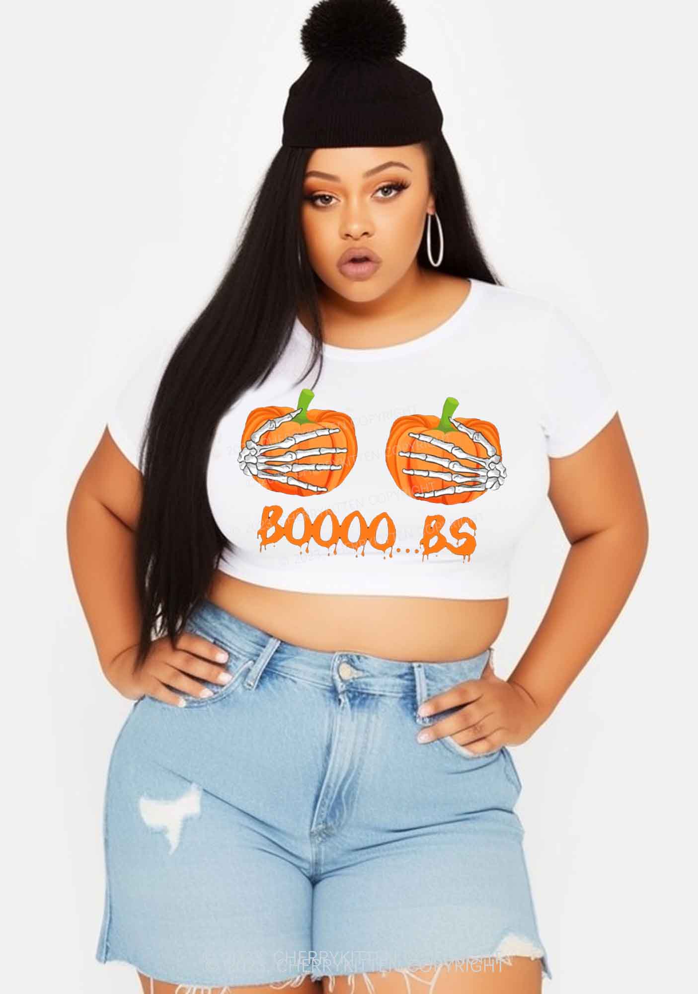 Pumpkin Boooobs Halloween Baby Tee Cherrykitten