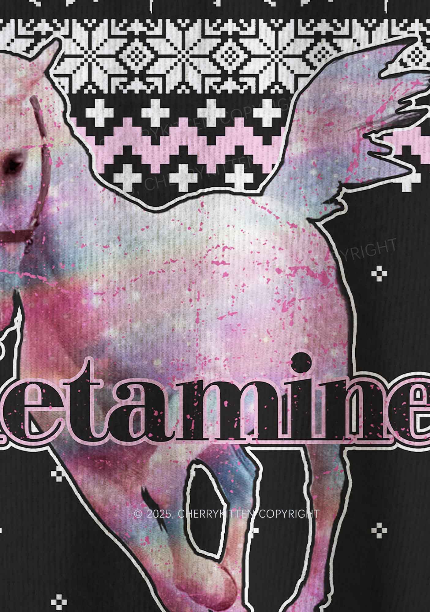 Pink Horse Y2K Christmas Knit Sweatshirt Cherrykitten