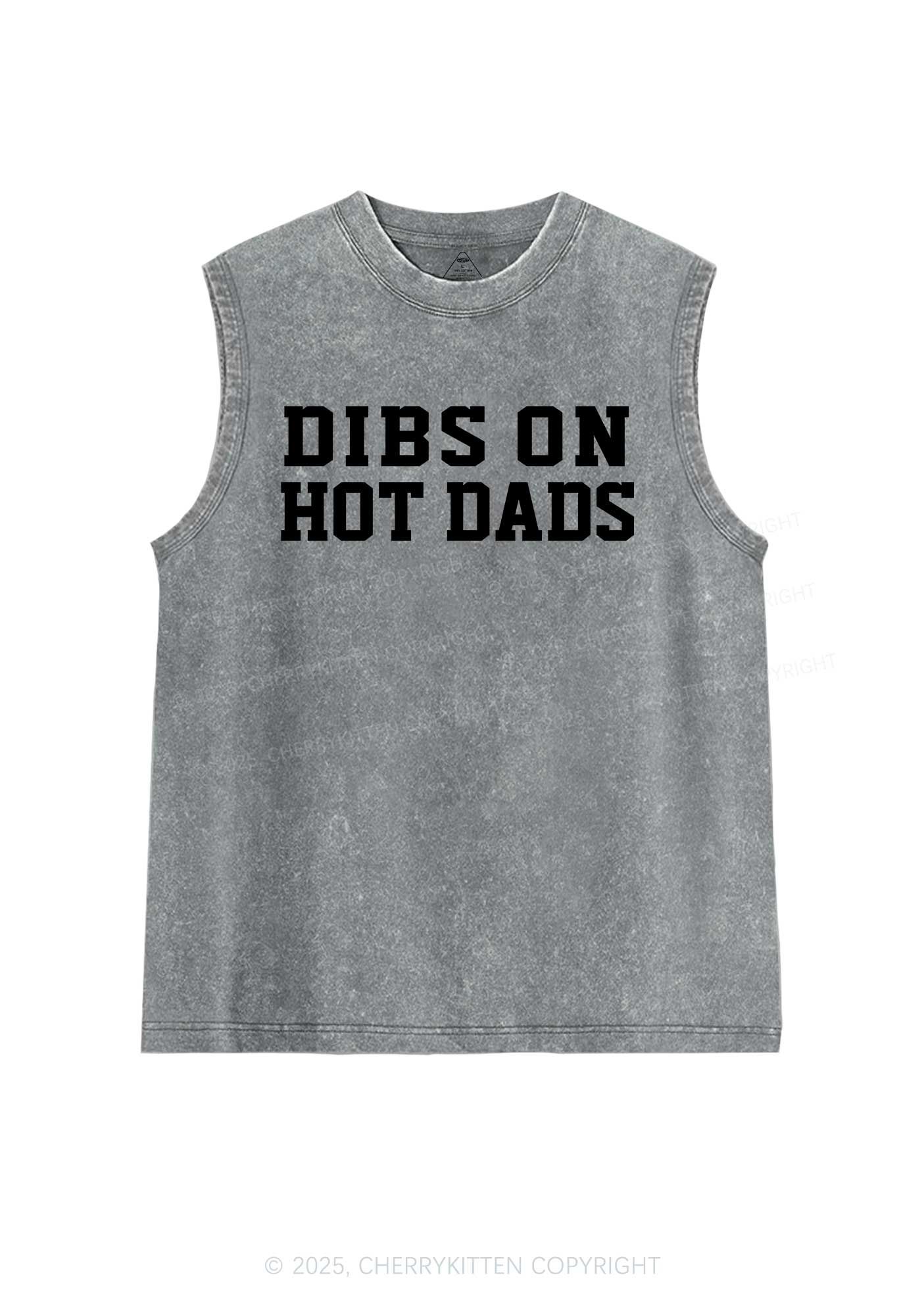 Dibs On Hot Dads Y2K Washed Muscle Tank Cherrykitten