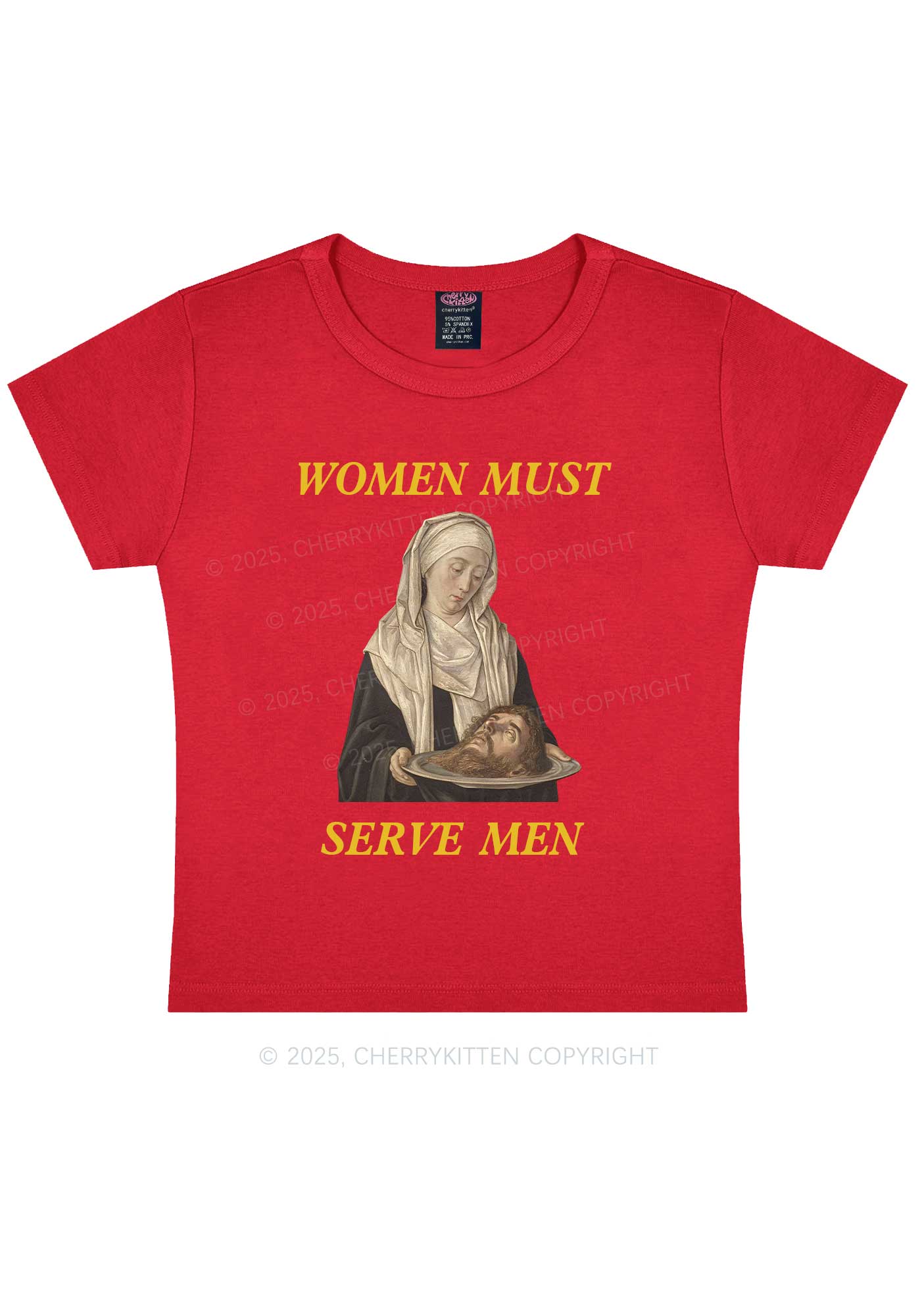 Women Must Serve Men Y2K Baby Tee Cherrykitten