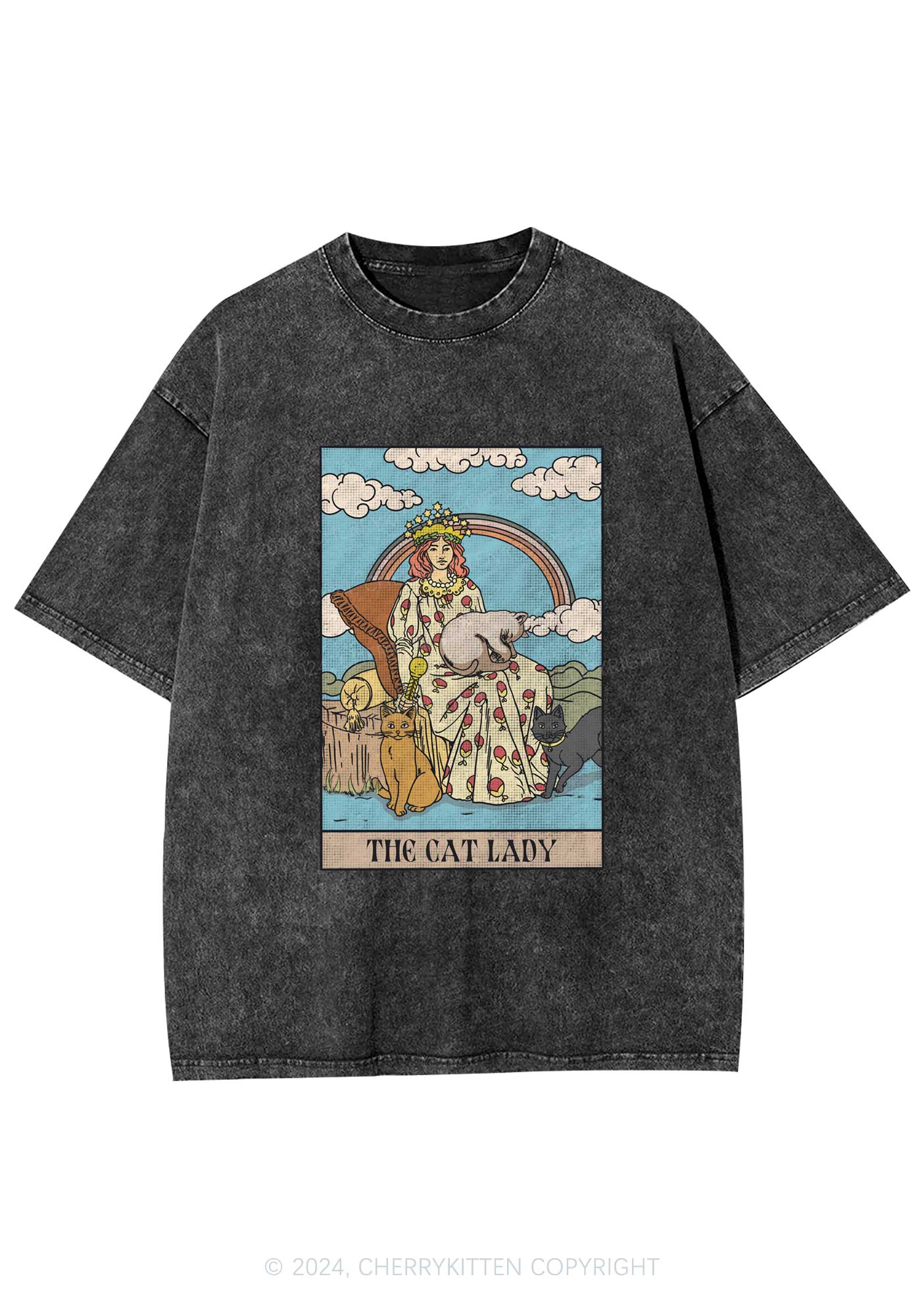 The Cat Lady Y2K Washed Tee Cherrykitten
