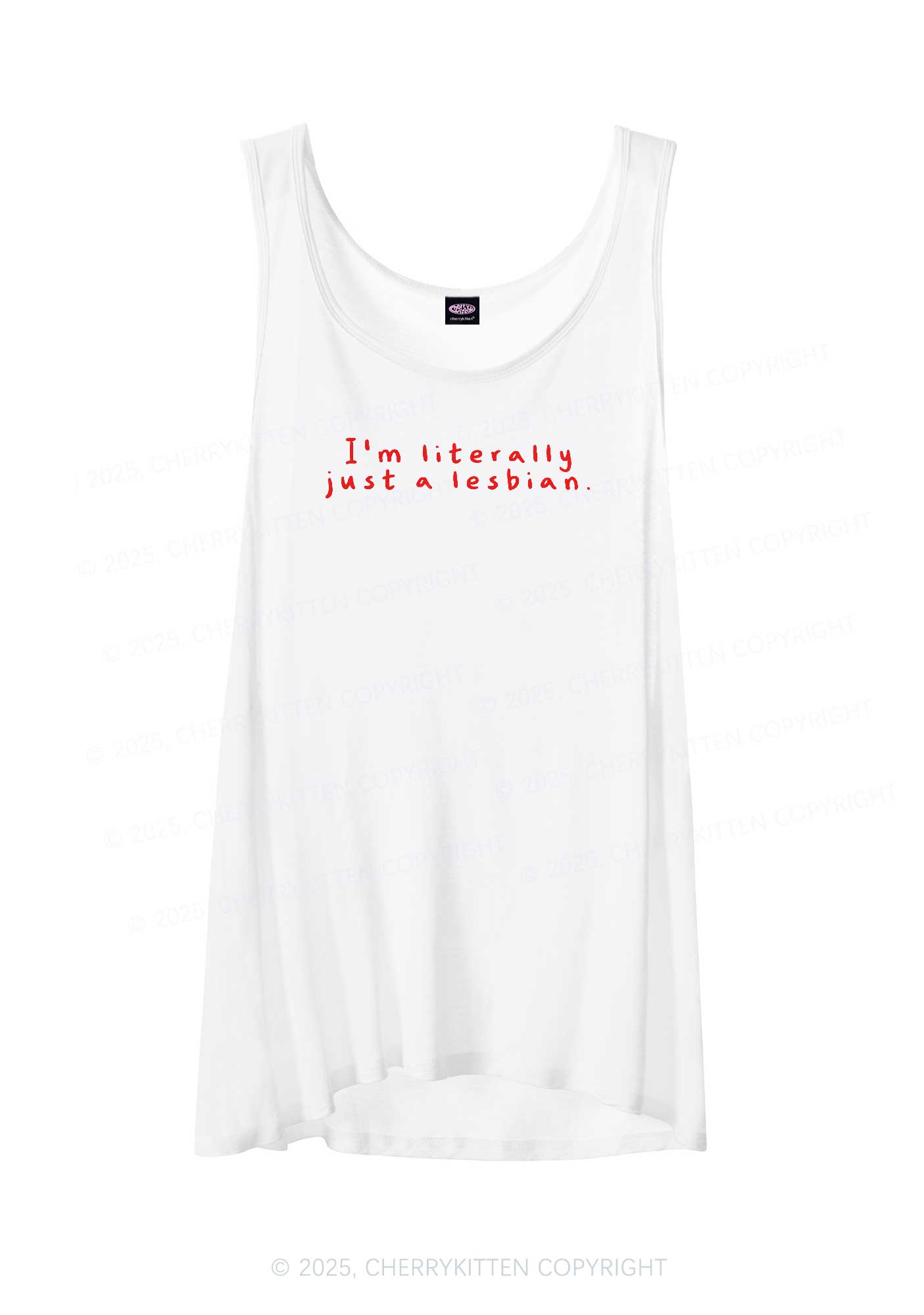 Just A Lesbian Pride Y2K Sheer Boyfriend Tank Cherrykitten