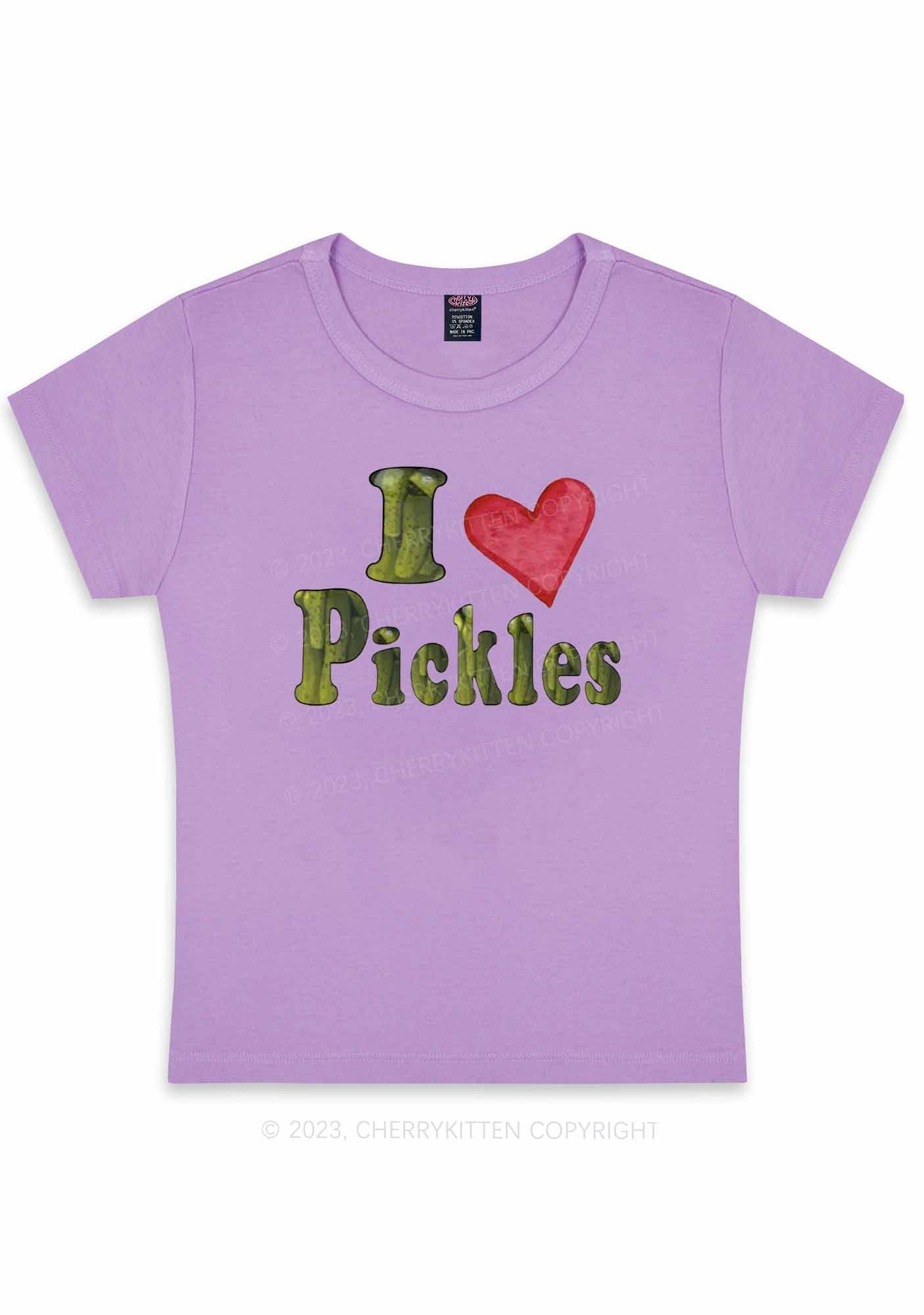 Curvy I Love Pickles Y2K Baby Tee Cherrykitten
