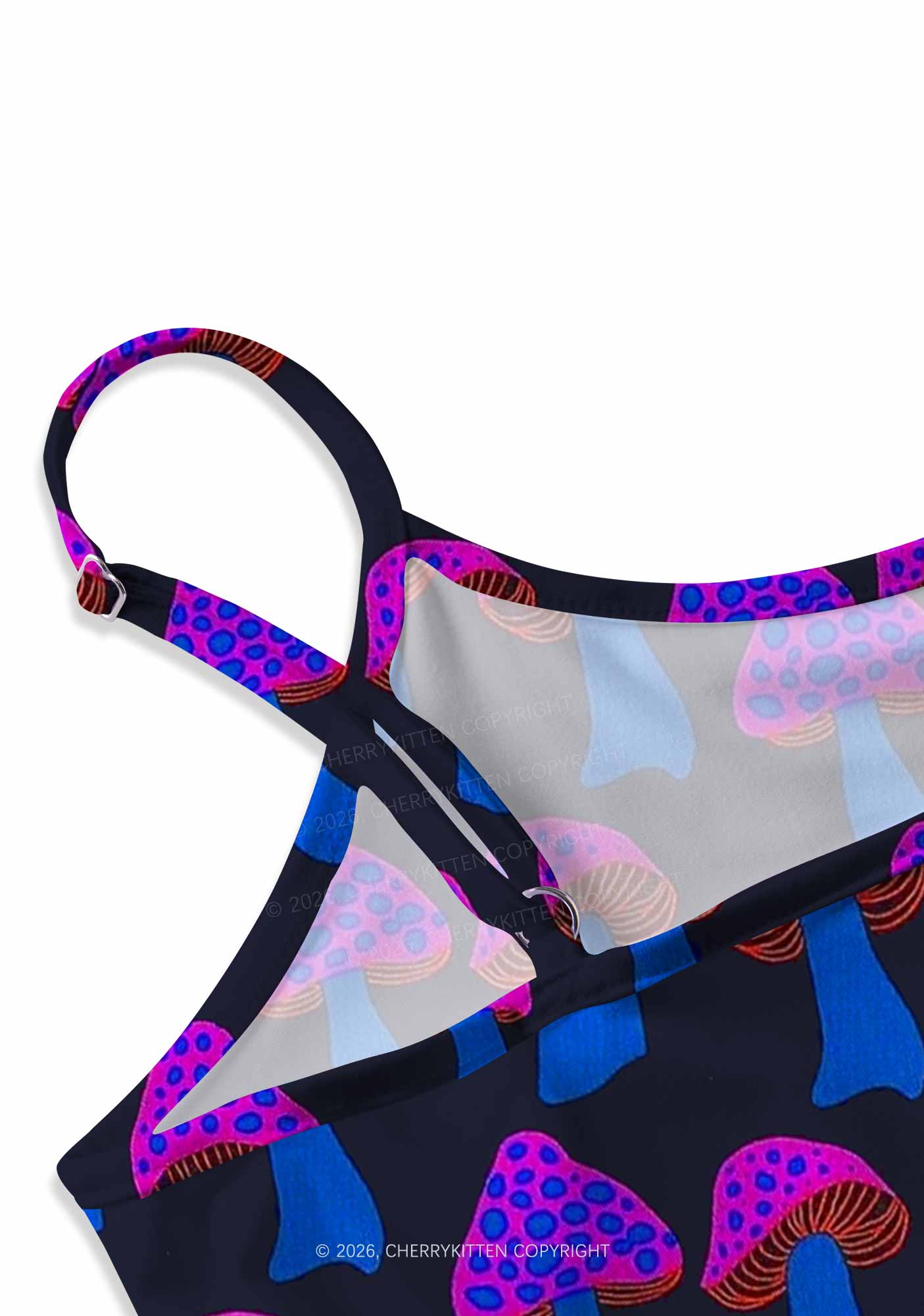 Blue Mushroom Y2K Print Cami Crop Top Cherrykitten