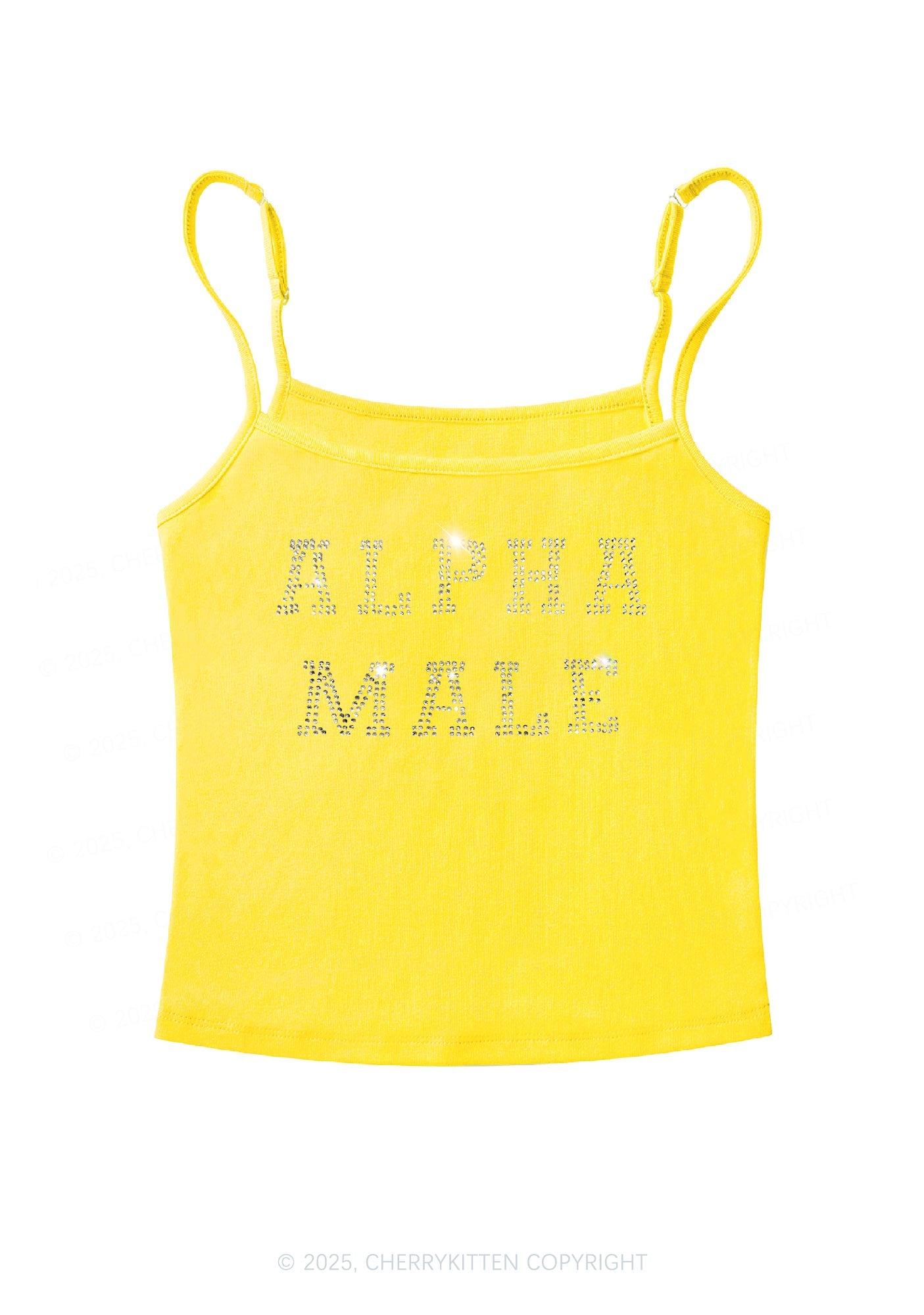 Rhinestone Alpha Male Y2K Spaghetti Strap Cami Cherrykitten