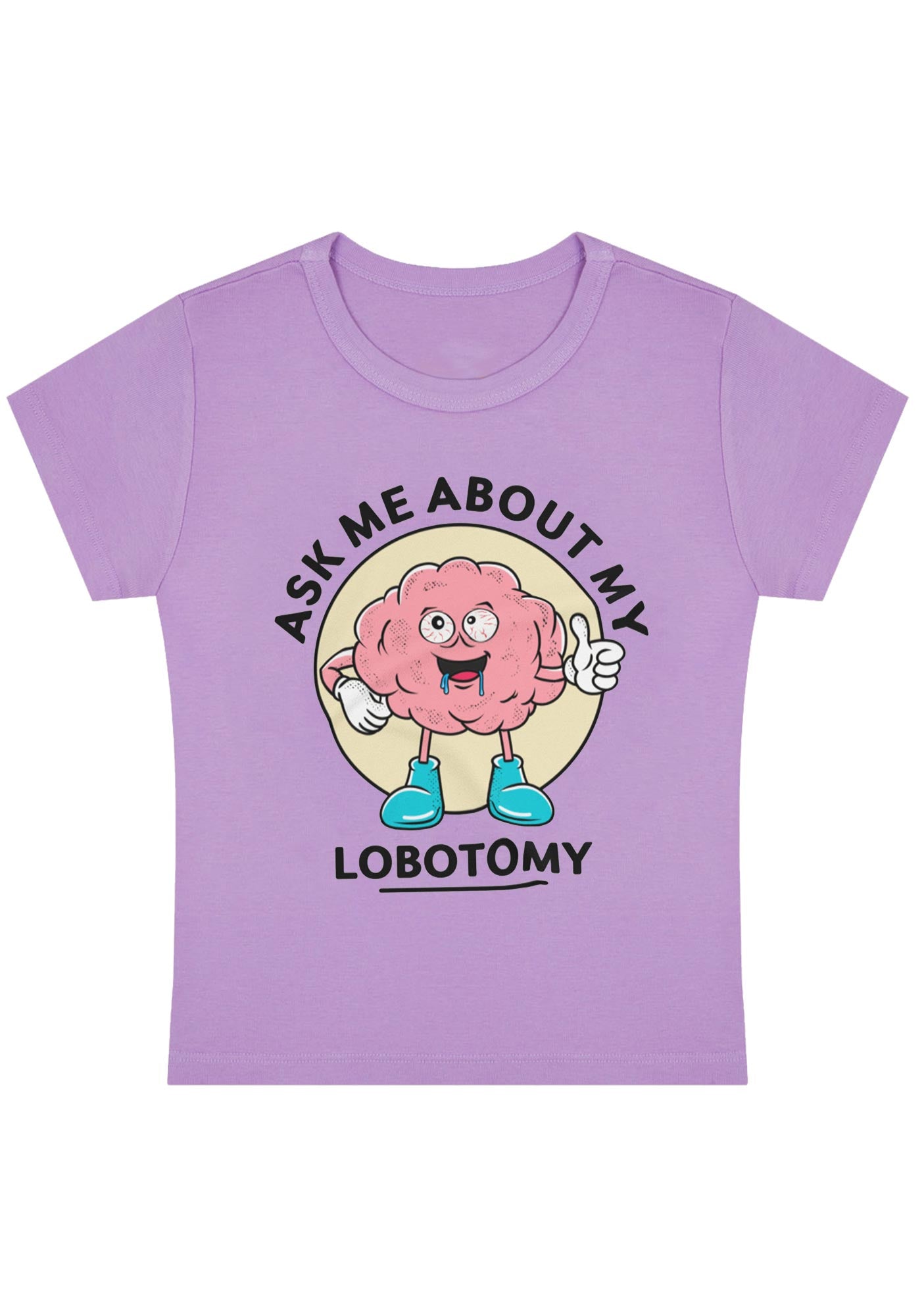 Curvy Ask Me About My Lobotomy Baby Tee