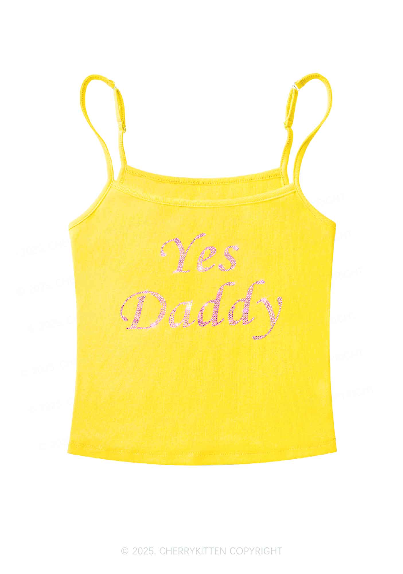 Rhinestone Yes Daddy Y2K Spaghetti Strap Cami Cherrykitten