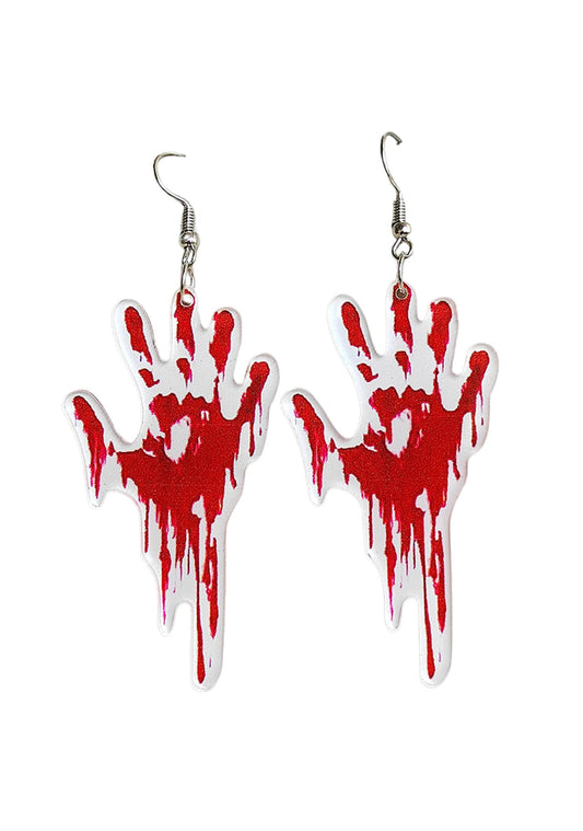 Halloween Bloodstained Handprint Acrylic Earrings