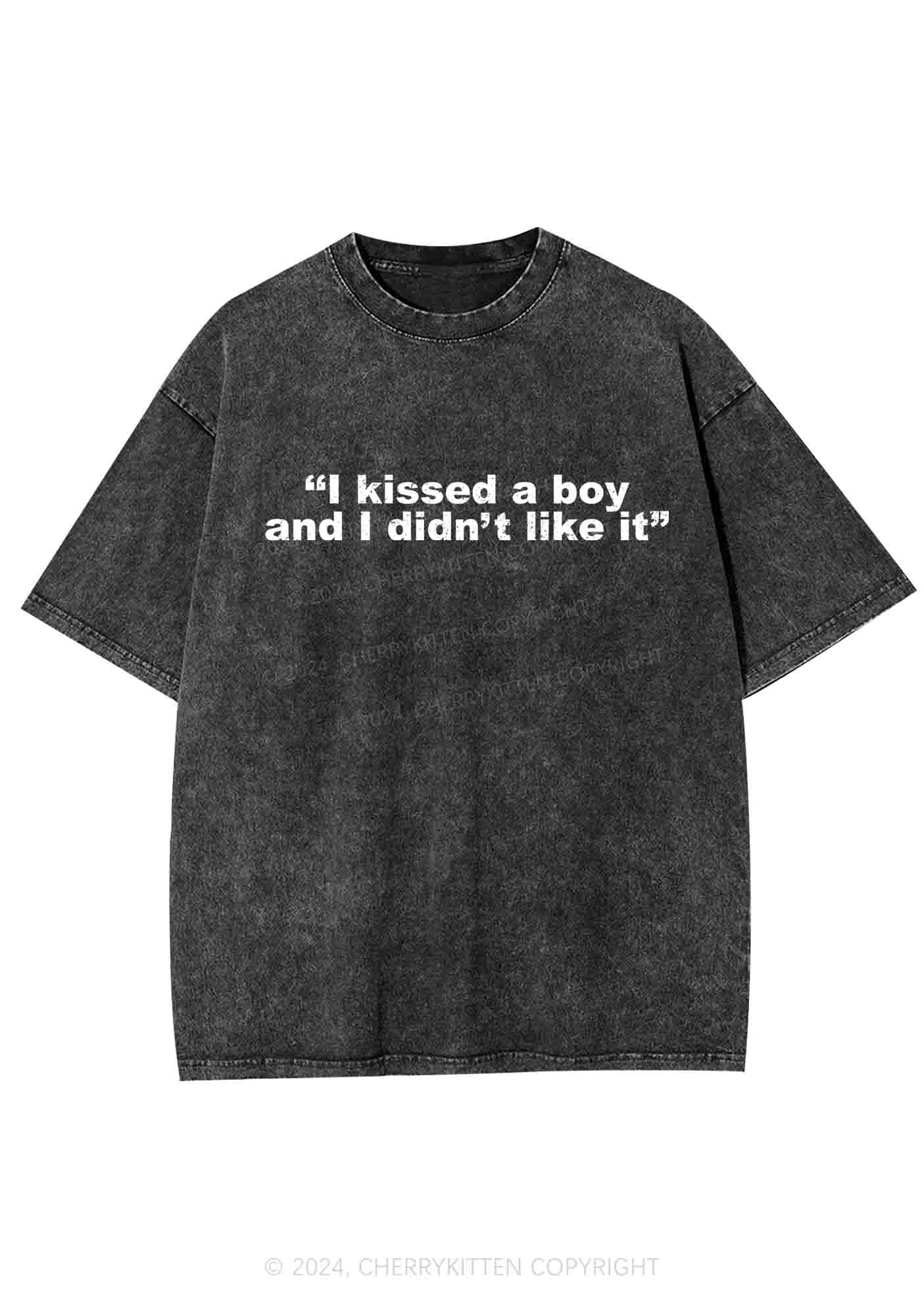 I Kissed A Boy And I Didn't Like It Y2K Washed Tee Cherrykitten