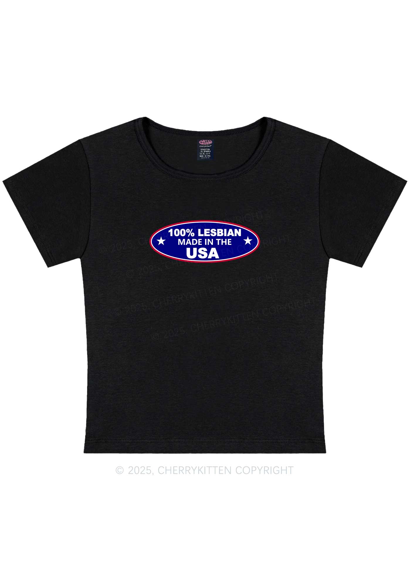 Lesbian Made In USA Y2K Baby Tee Cherrykitten