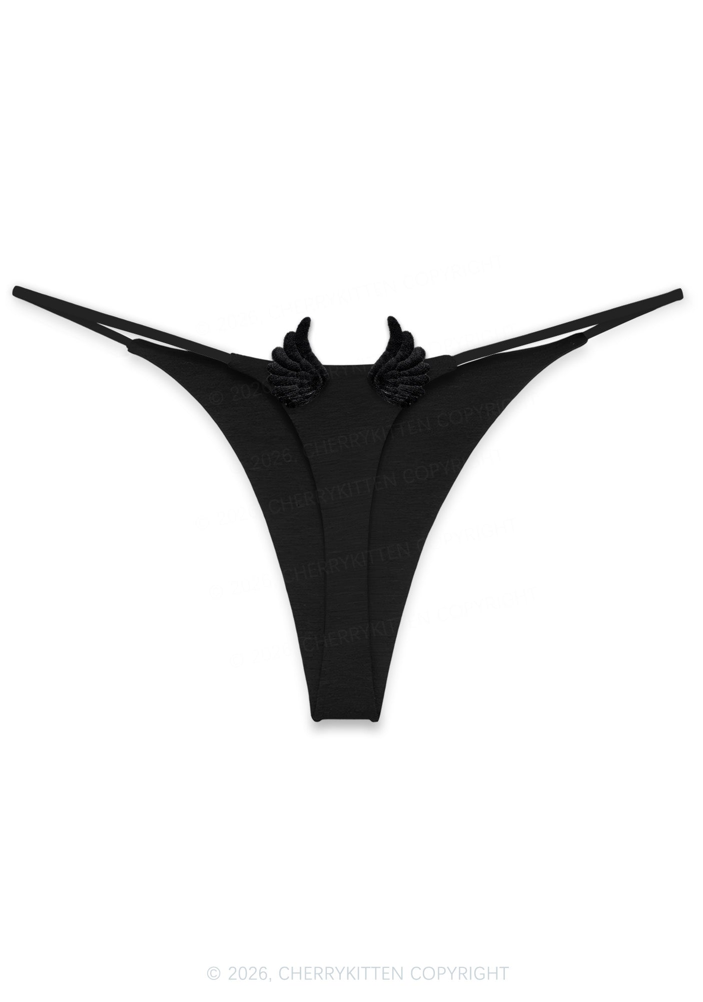 Daddys Little Fxxk Toy Y2K Bikini String Thong With Black Wings Cherrykitten