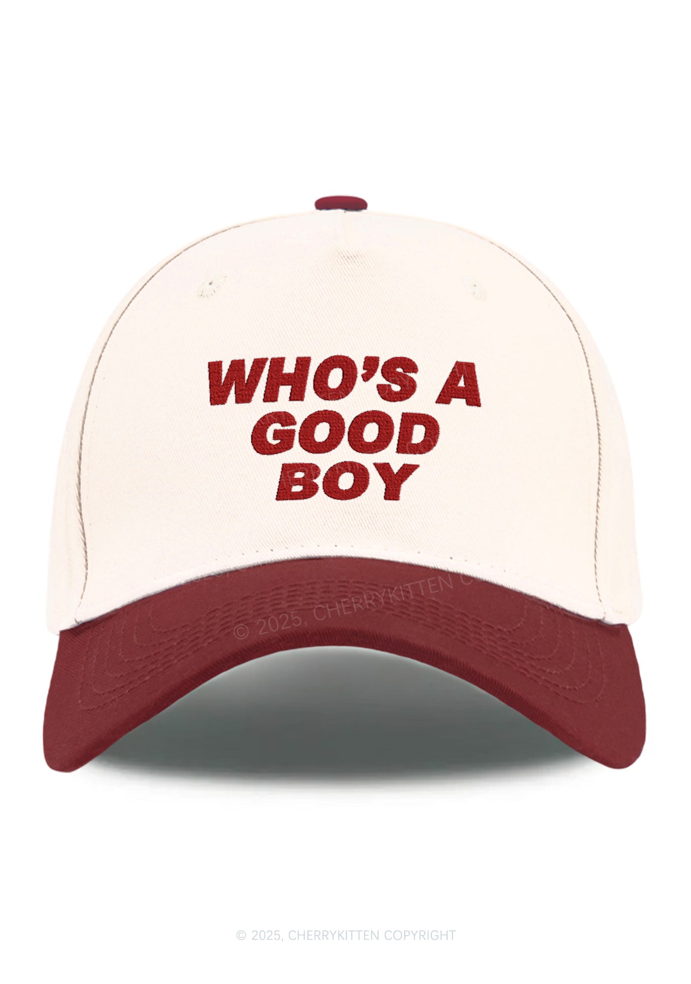 Embroidered Whos A Good Boy Y2K Color Block Baseball Cap Cherrykitten