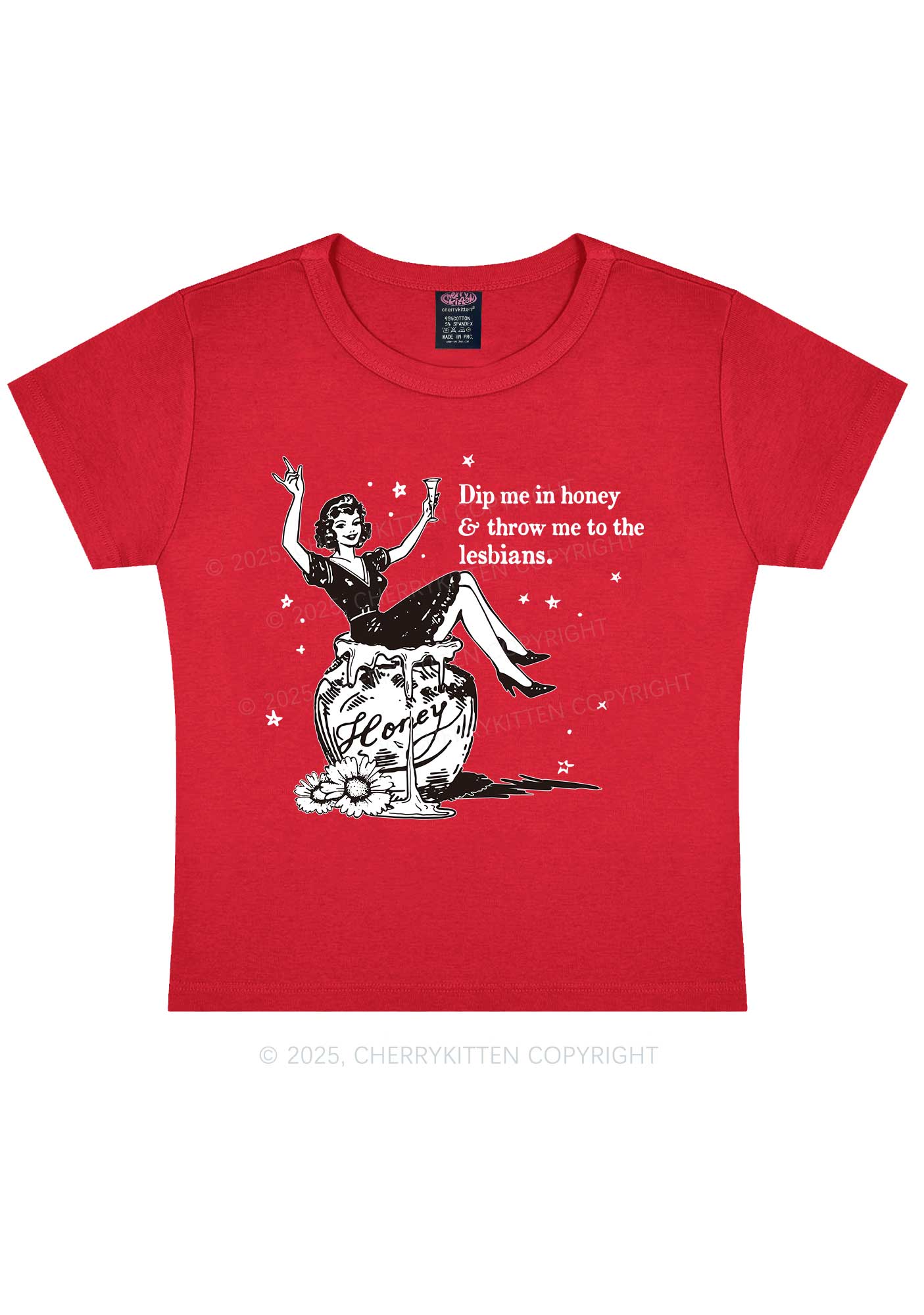 Throw Me To The Lesbians Pride Y2K Baby Tee Cherrykitten