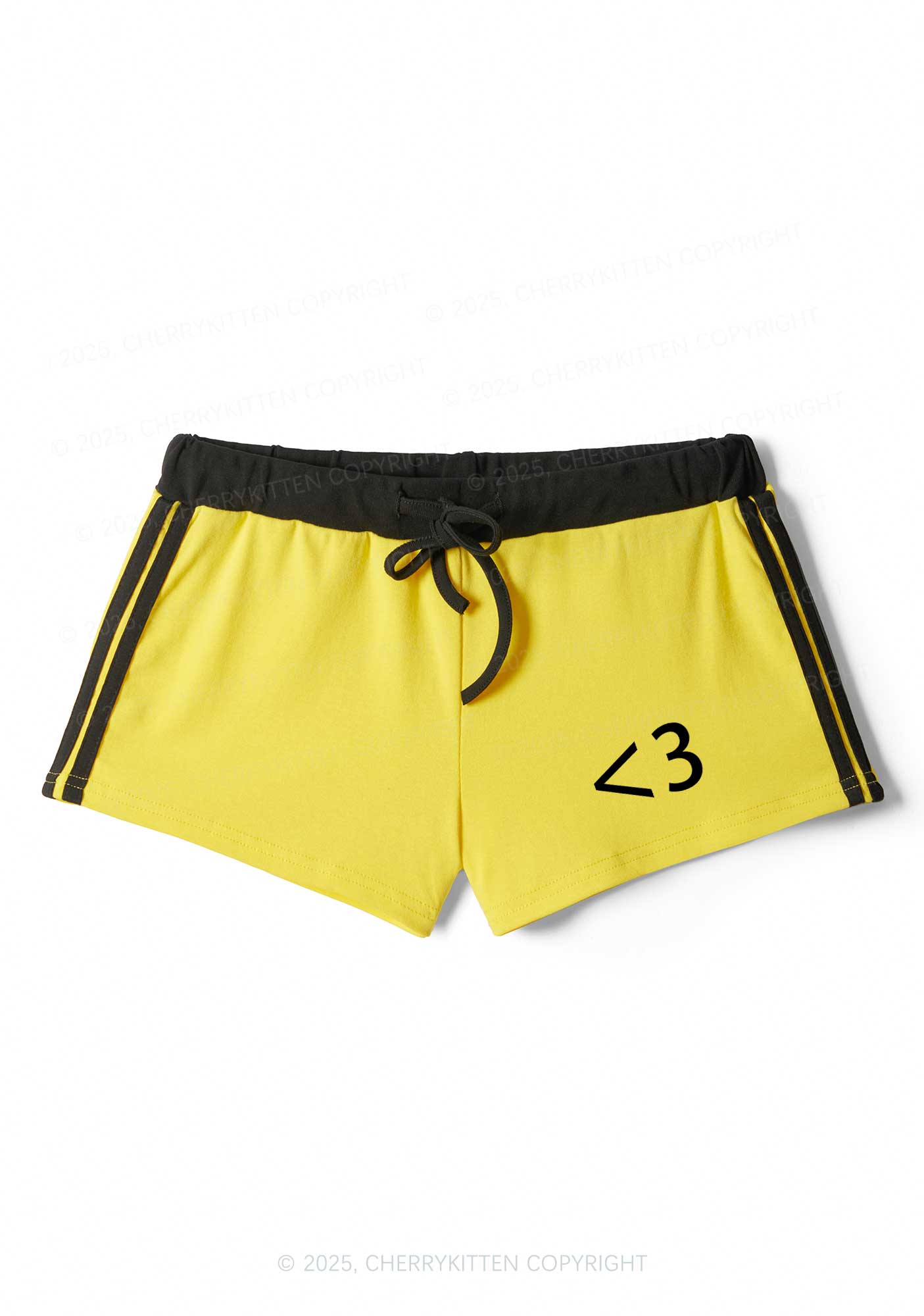 Cute Heart Y2K Drawstring Mini Shorts Cherrykitten