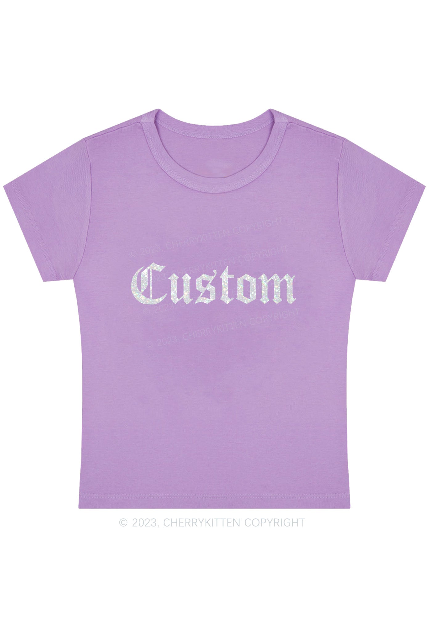 Custom Text Glitter Y2K Baby Tee Cherrykitten