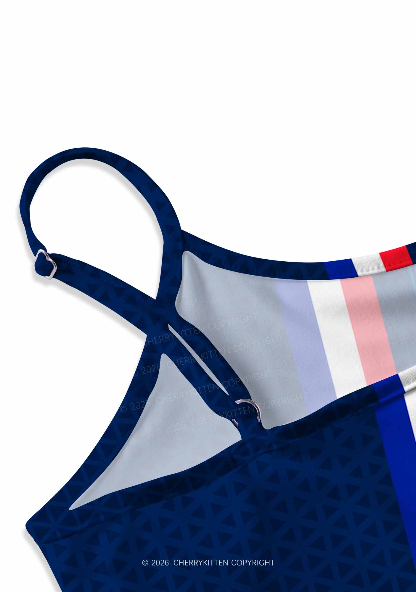 Red White Blue Stripe Y2K Print Cami Crop Top Cherrykitten