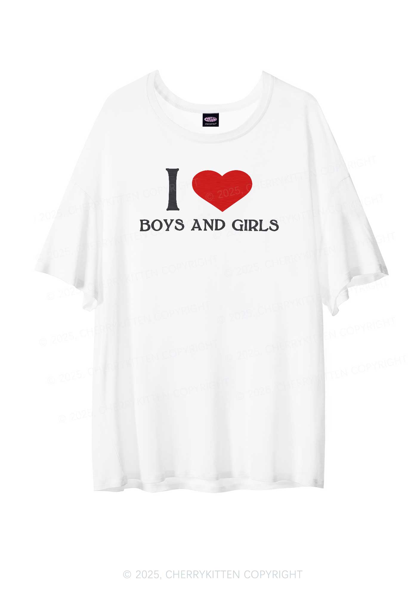 I Love Boys and Girls Pride Y2K Sheer Boyfriend Tee Cherrykitten
