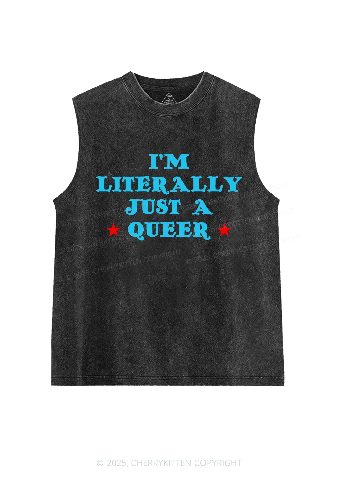 Just A Queer Pride Y2K Washed Muscle Tank Cherrykitten