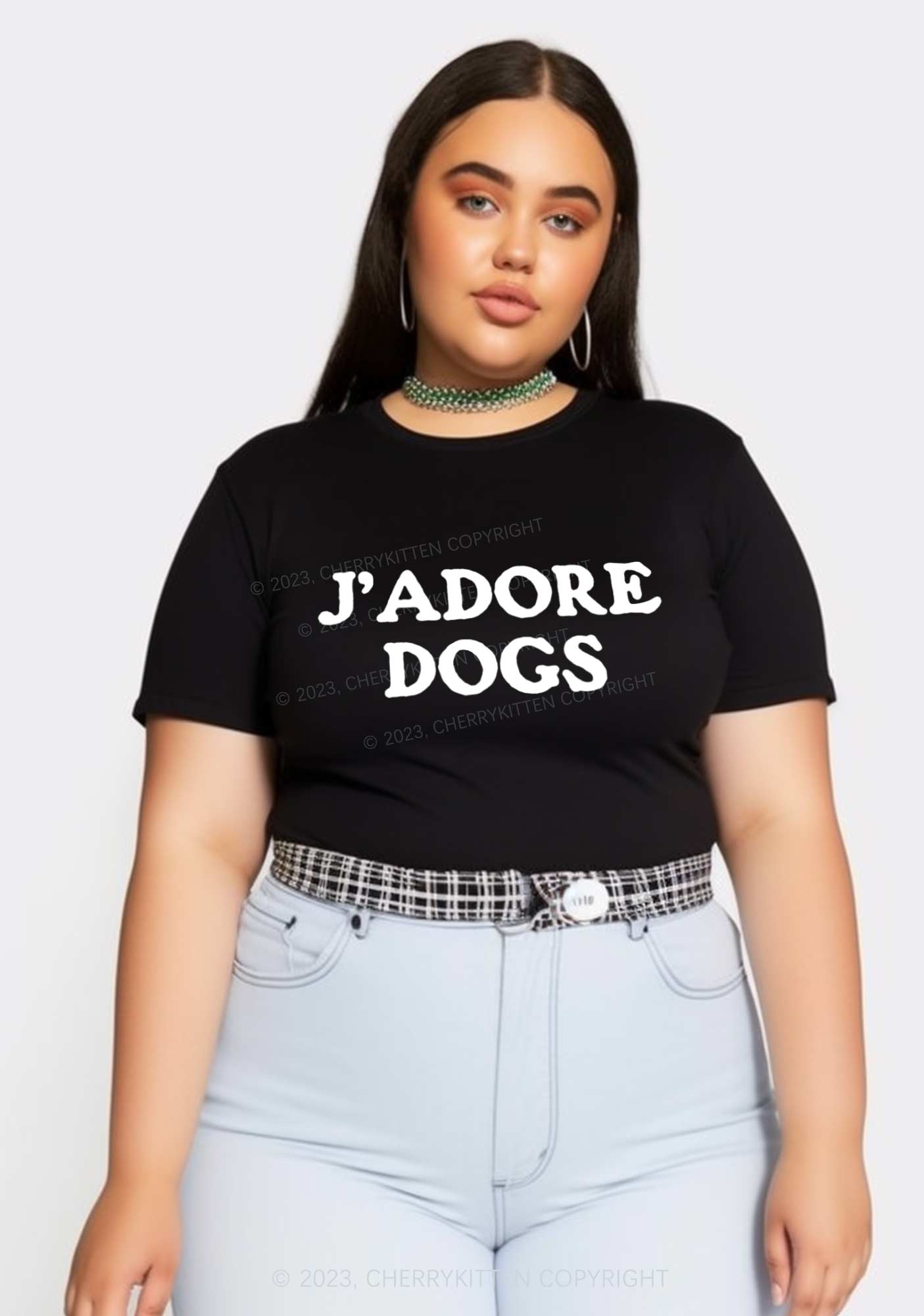Curvy J'adore Dogs Baby Tee Cherrykitten