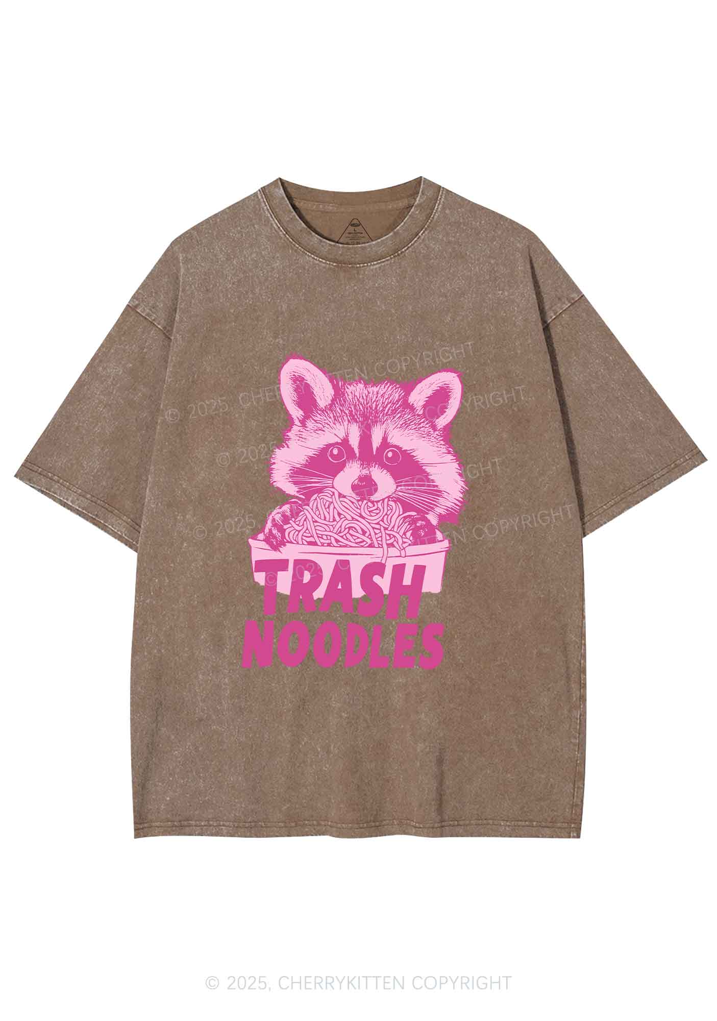 Raccoon Trash Noodles Y2K Shirts Washed Tee Cherrykitten