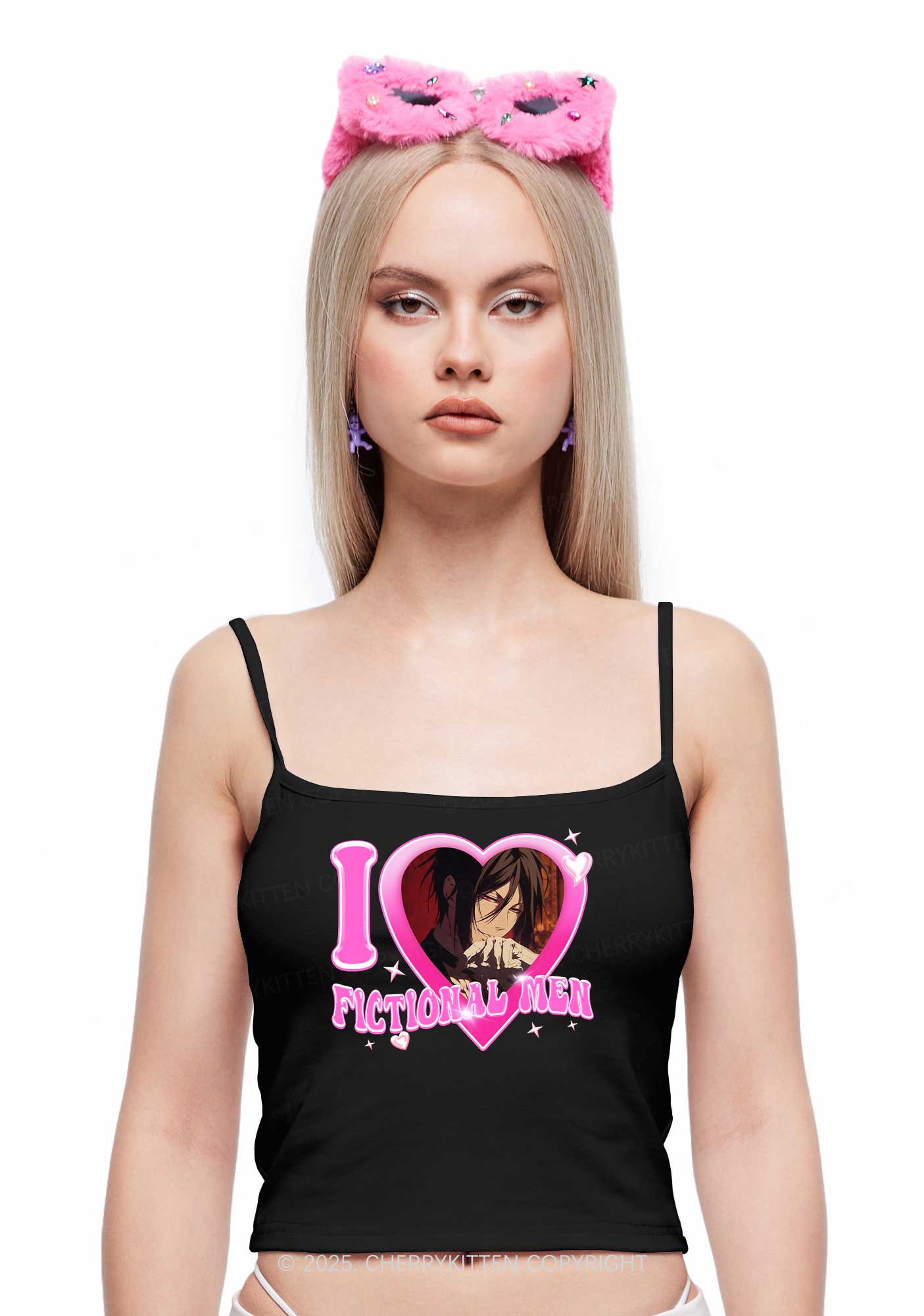 Custom I Love Fictional Men Y2K Spaghetti Strap Cami Cherrykitten