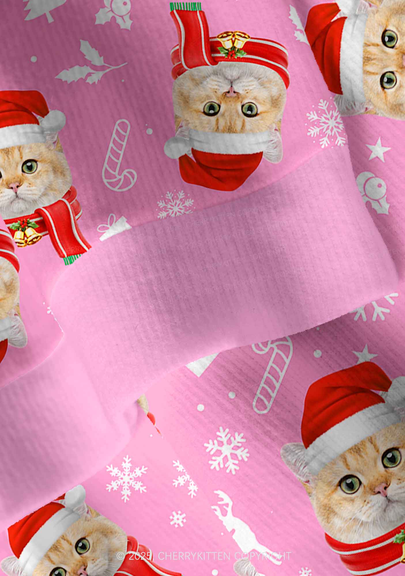 Custom Christmas Sweet Cat Face Y2K Christmas Cardigan Knit Sweatshirt Cherrykitten