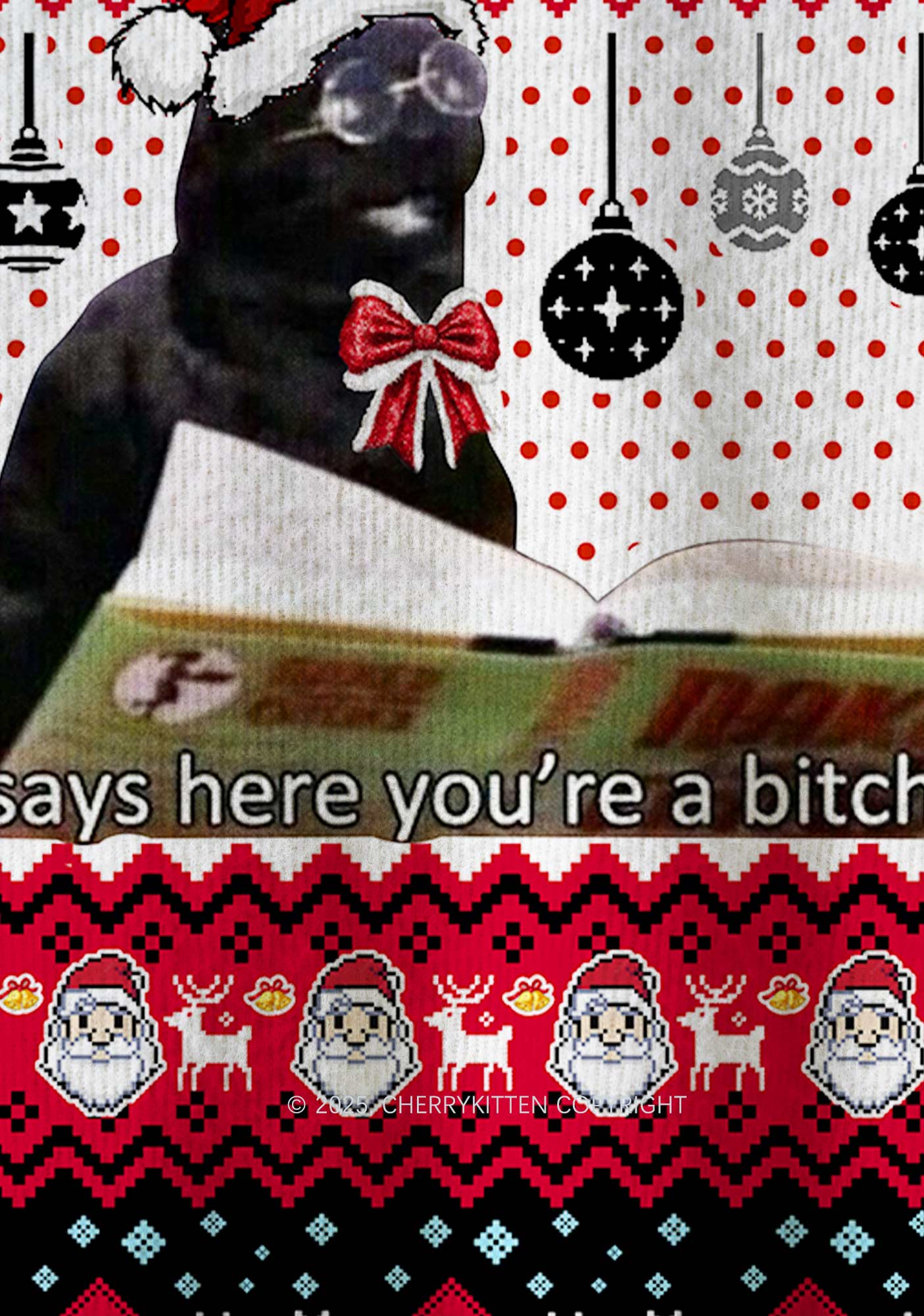 Here Youre A Bixxh Y2K Christmas Knit Sweatshirt Cherrykitten