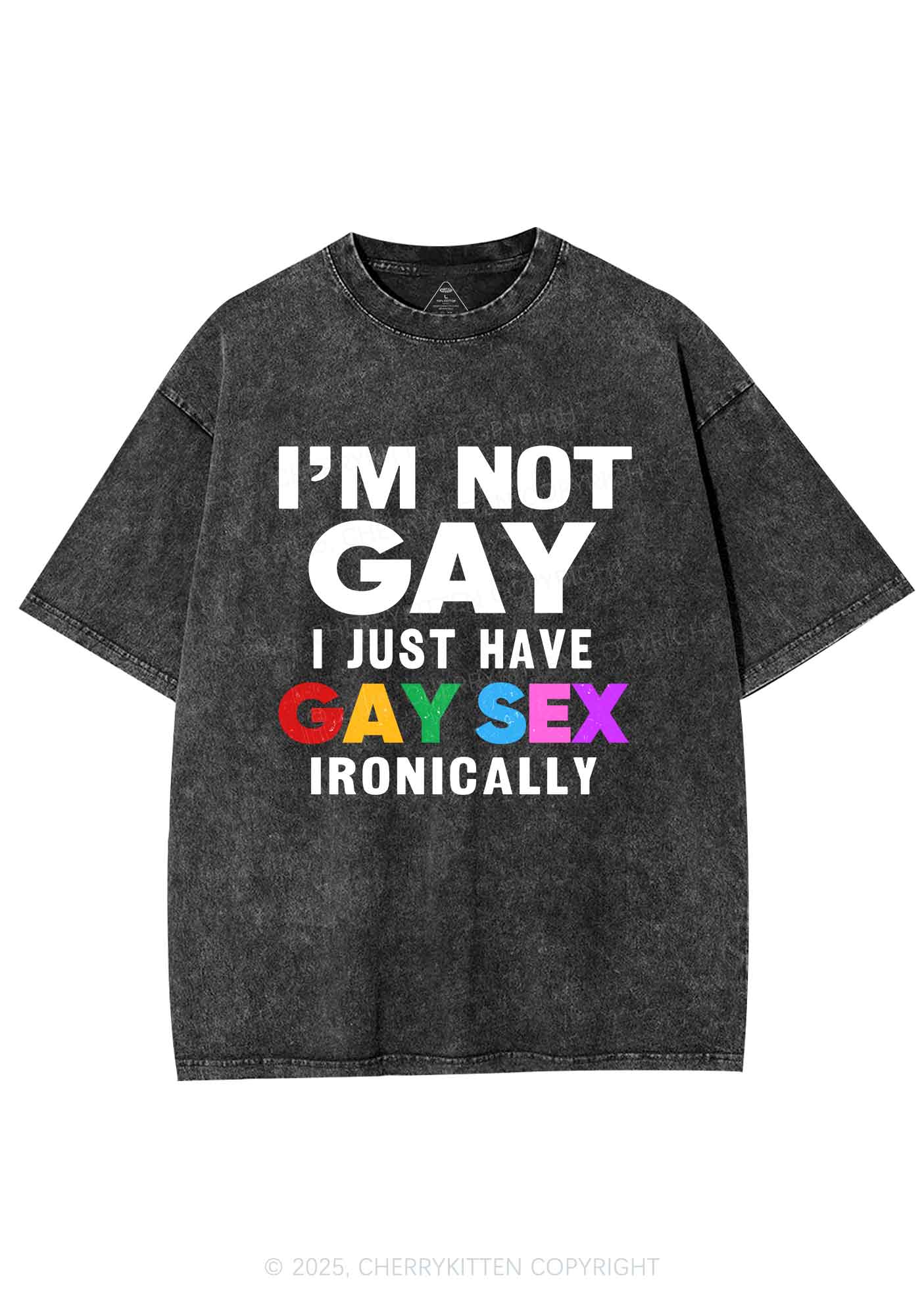 Gay Sx Ironically Pride Y2K Shirts Washed Tee Cherrykitten