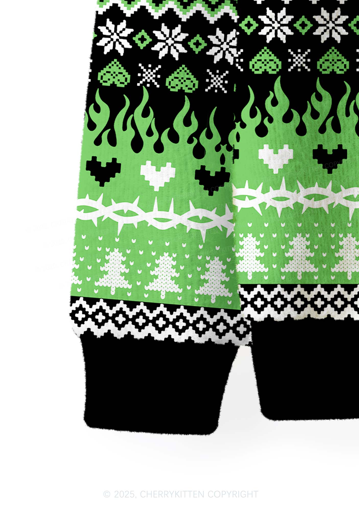Green Hunter Y2K Christmas Cardigan Knit Sweatshirt Cherrykitten