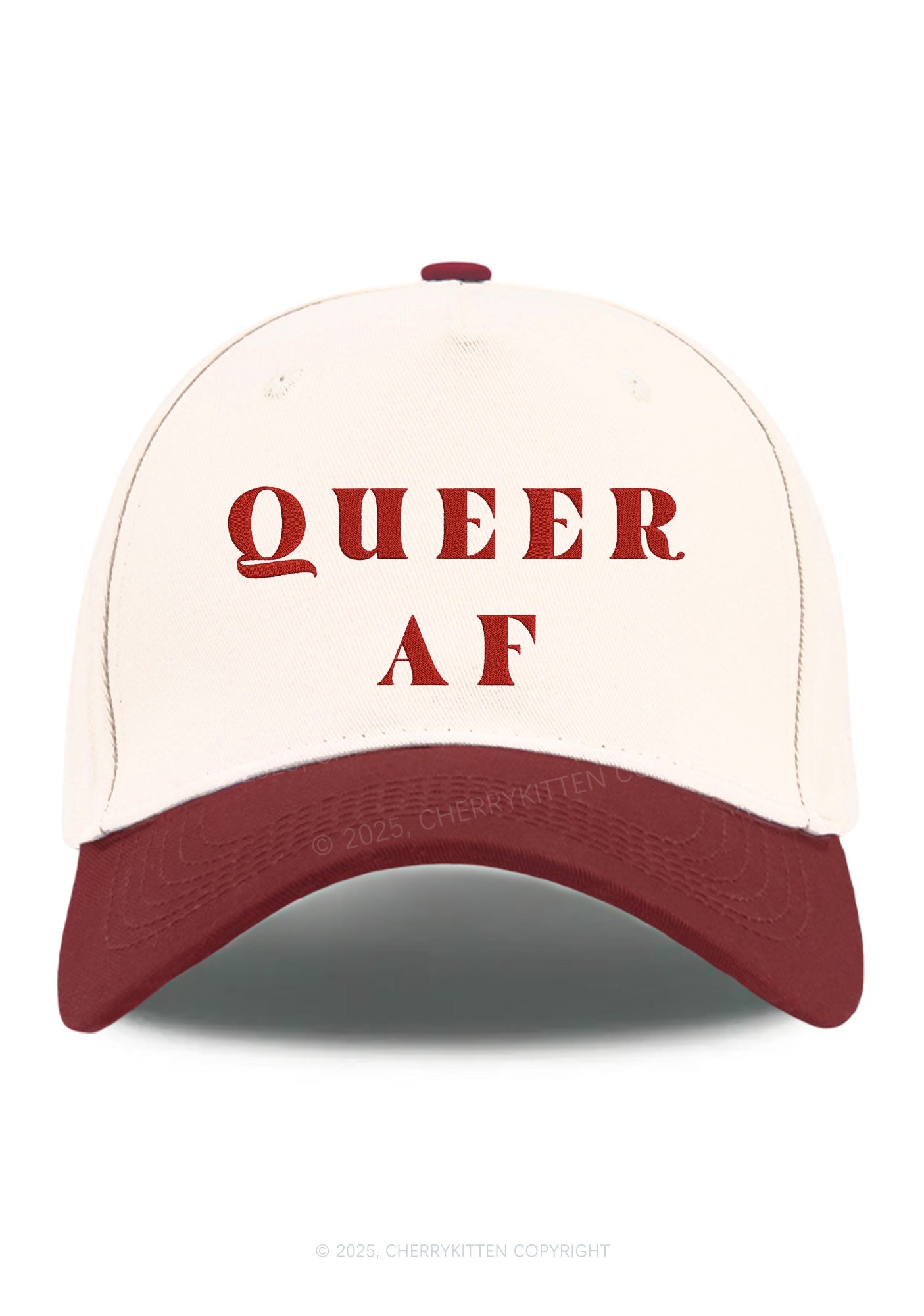 Embroidered Queer AF Pride Y2K Color Block Baseball Cap Cherrykitten