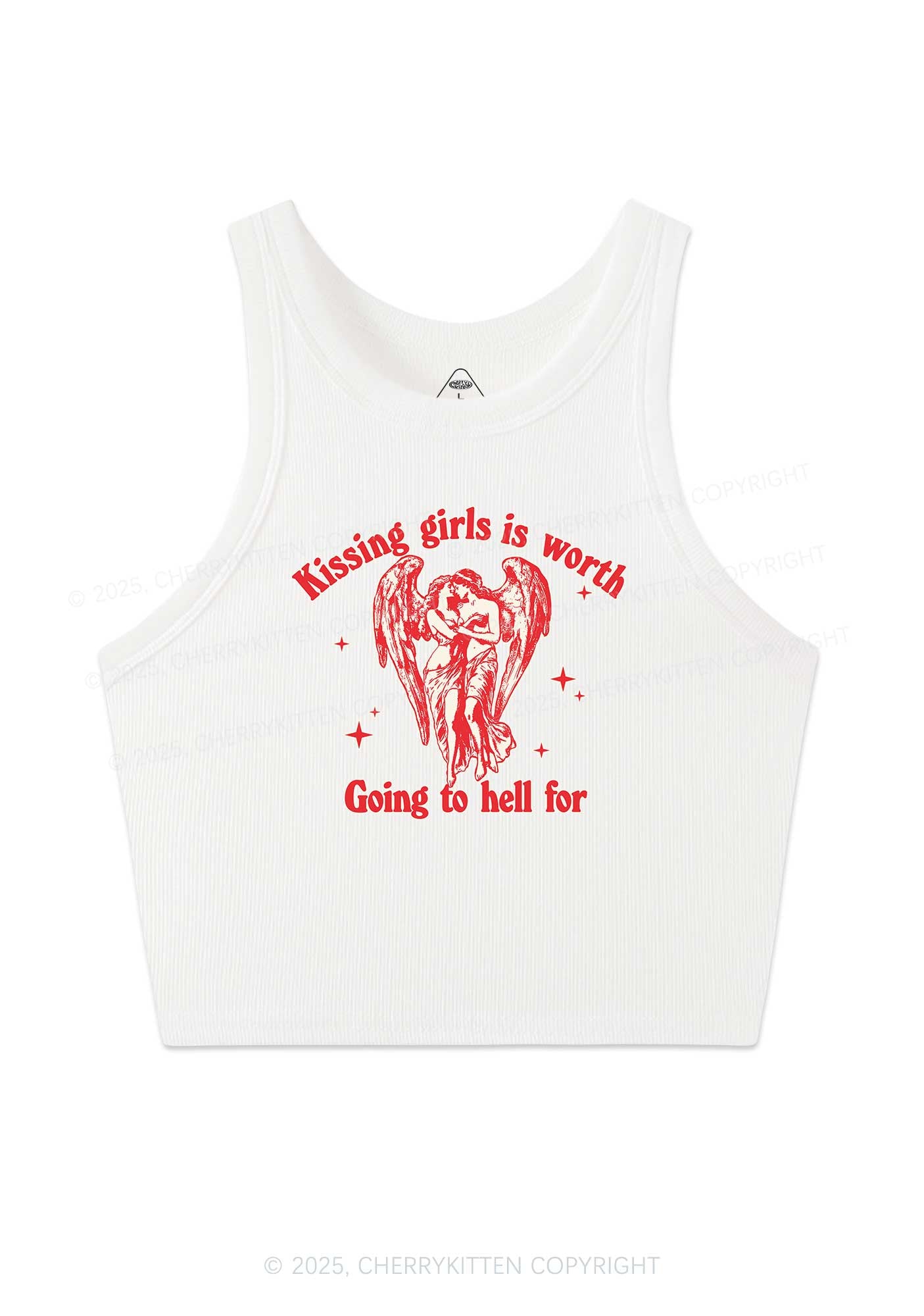 Kissing Girls To Hell Pride Y2K Crop Tank Top Cherrykitten