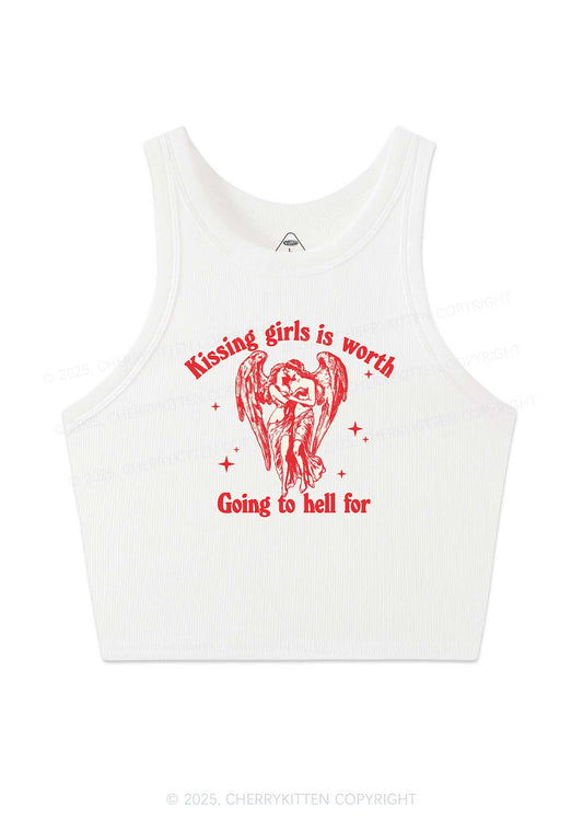 Kissing Girls To Hell Pride Y2K Crop Tank Top Cherrykitten