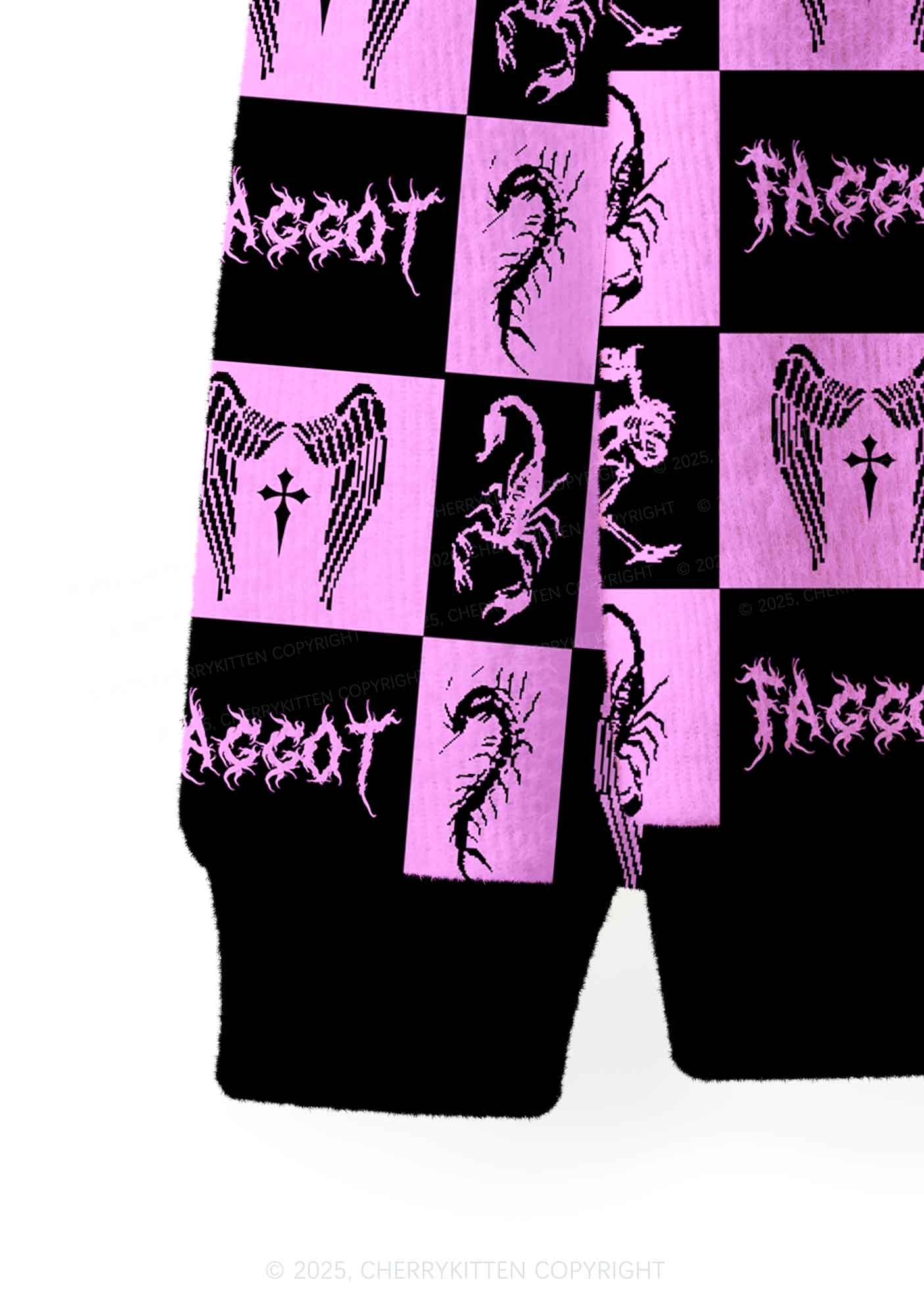 Purple Punk Faggot Pride Y2K Christmas Cardigan Knit Sweatshirt Cherrykitten