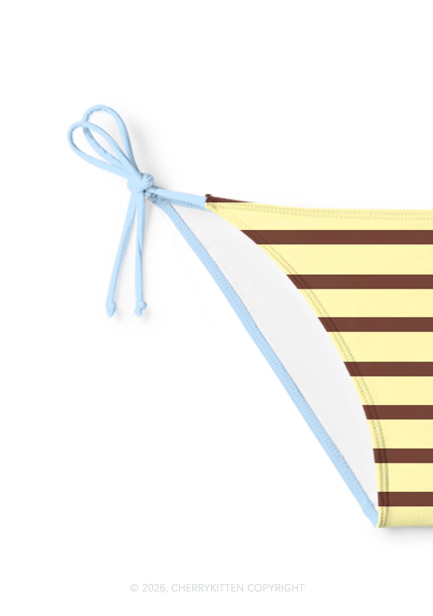 Yellow Brown Stripes Y2K Print Bikini Set Cherrykitten
