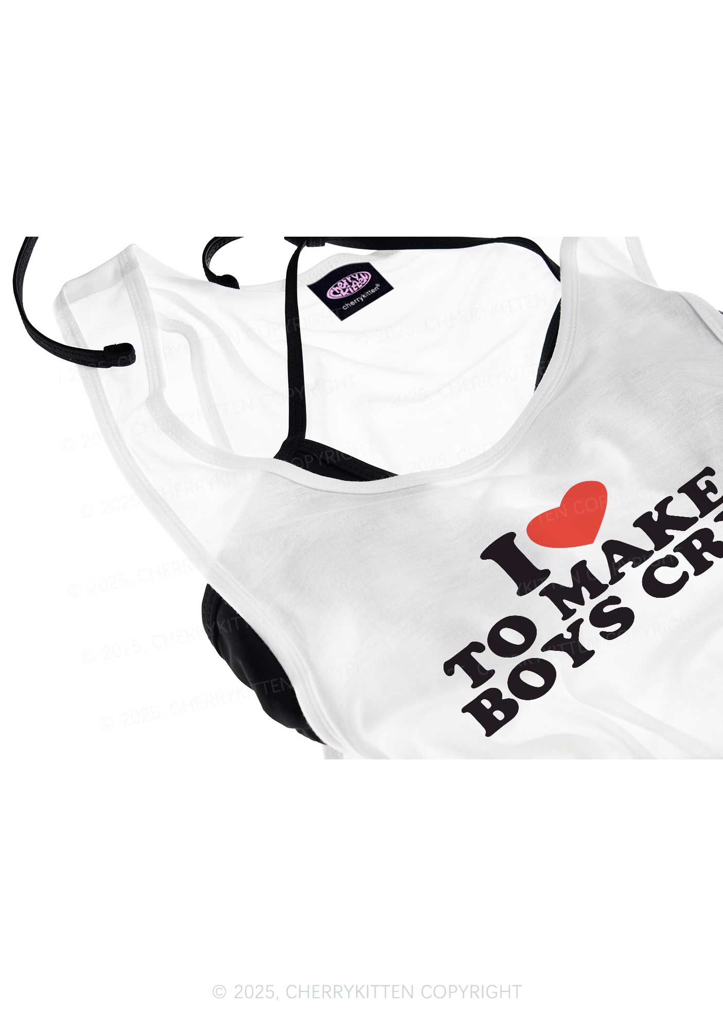 Love To Make Boys Cry Y2K Sheer Boyfriend Tank Cherrykitten