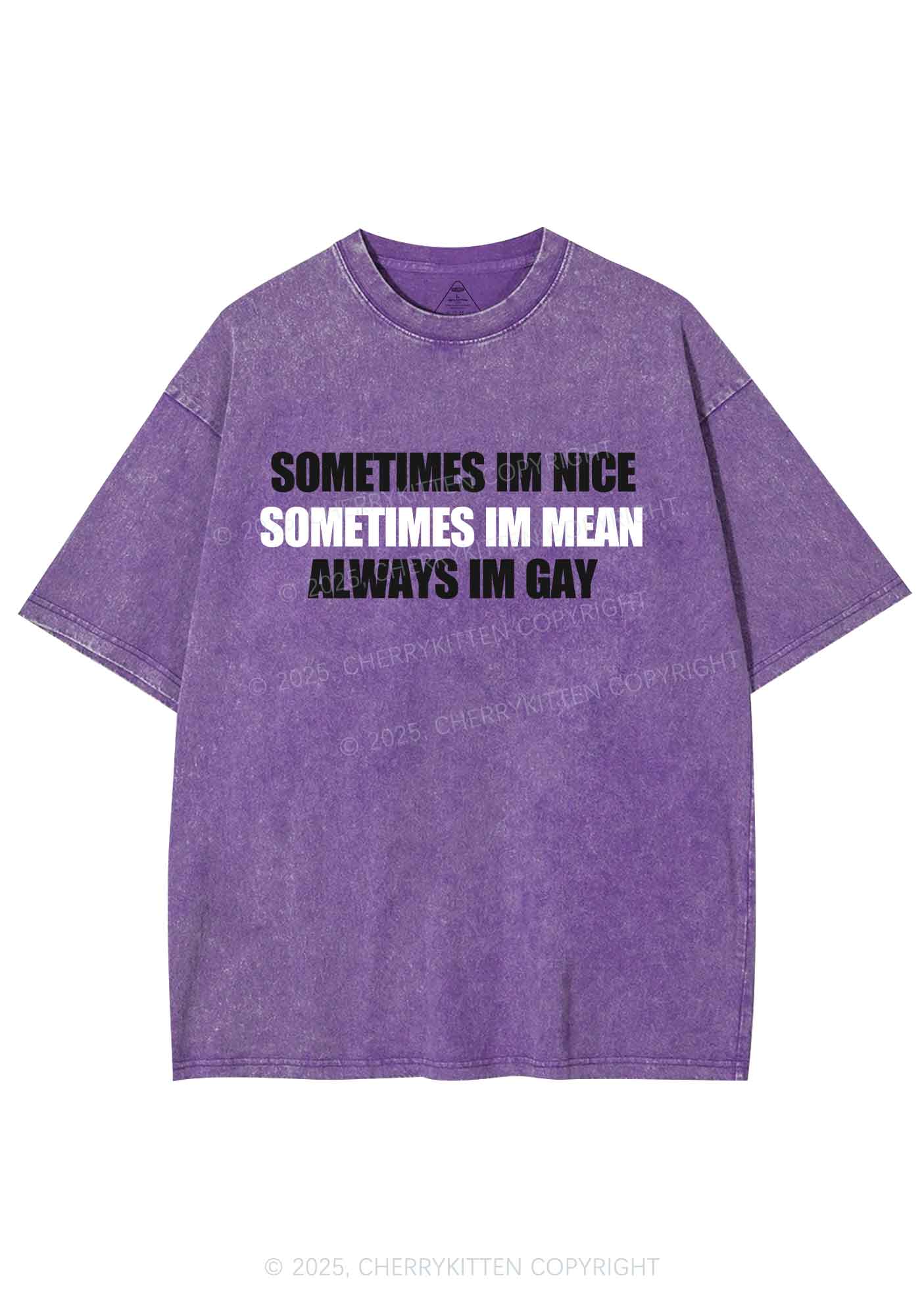 Sometimes Im Mean Y2K Washed Tee Cherrykitten
