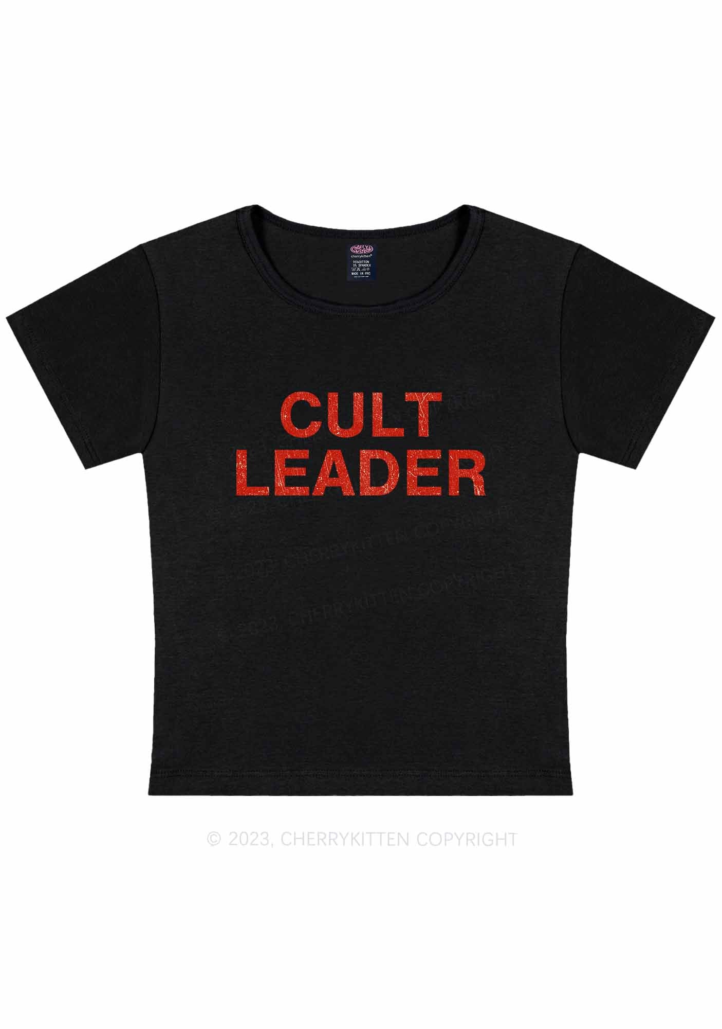 Curvy Cut Leader Y2K Baby Tee Cherrykitten