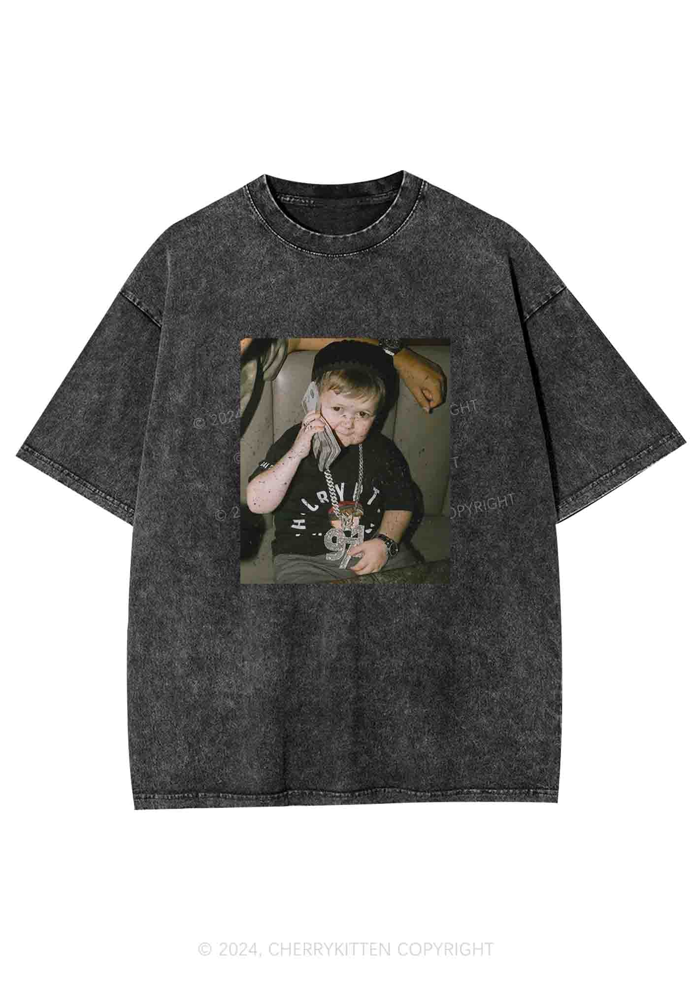 He Is Pretending To Call Y2K Washed Tee Cherrykitten