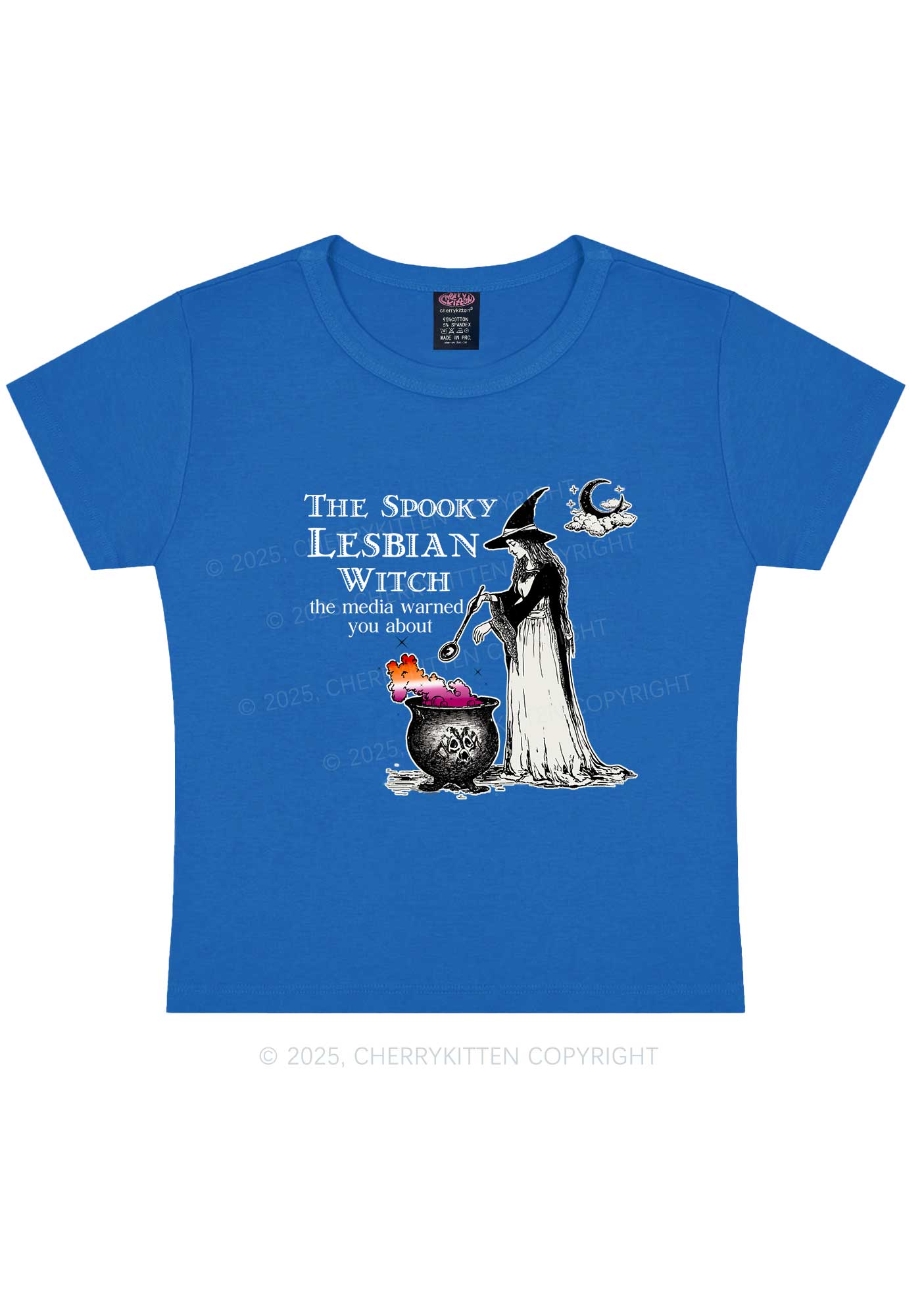 The Spooky Lesbian Witch Y2K Baby Tee Cherrykitten