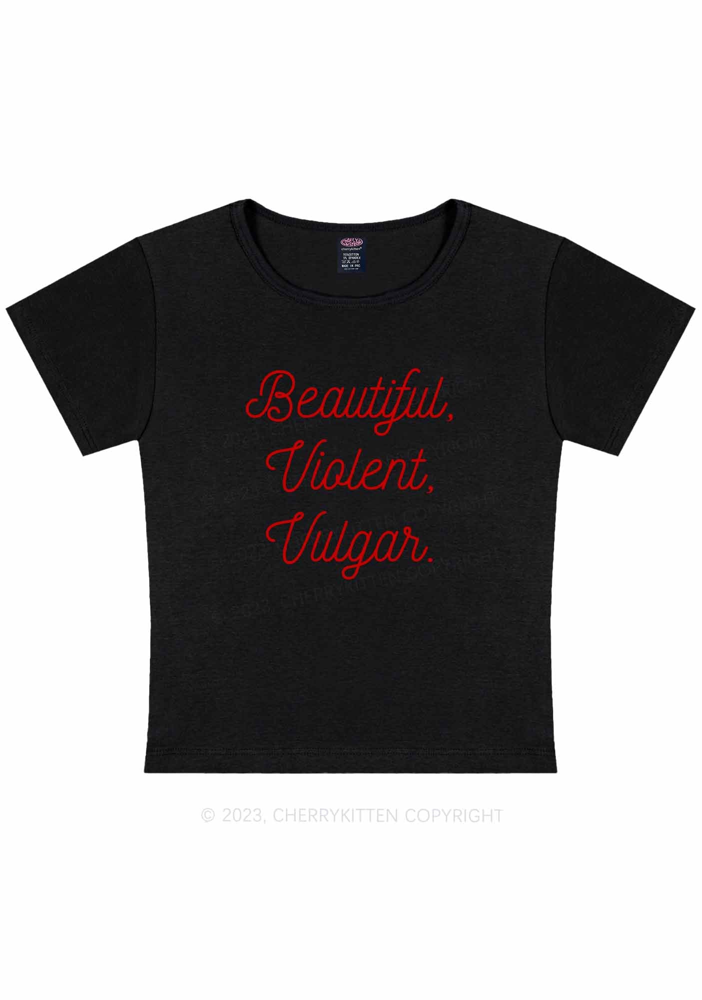 Curvy Beautiful Violent Vulgar Y2K Baby Tee Cherrykitten