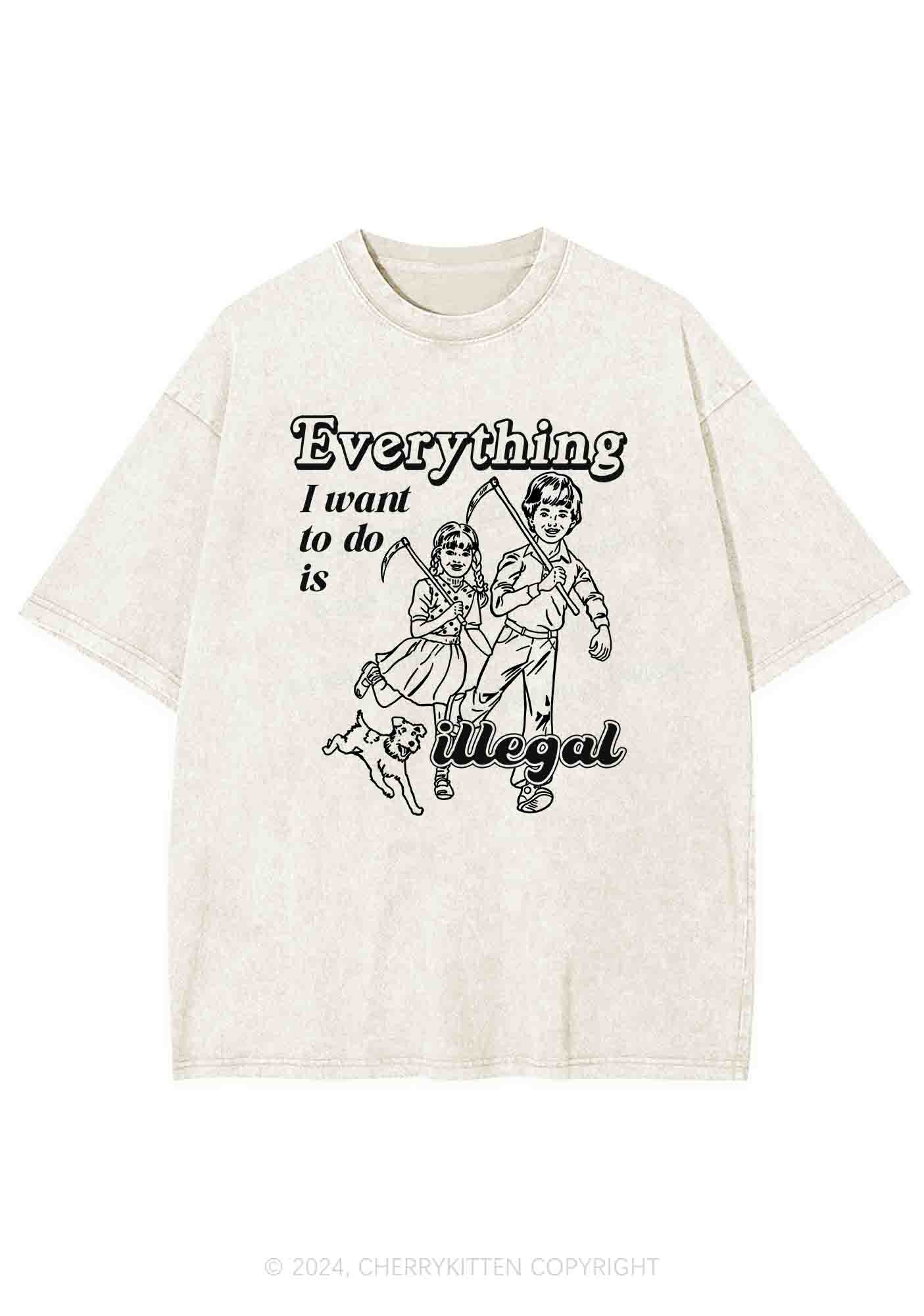 Everything Is Illegal Y2K Washed Tee Cherrykitten