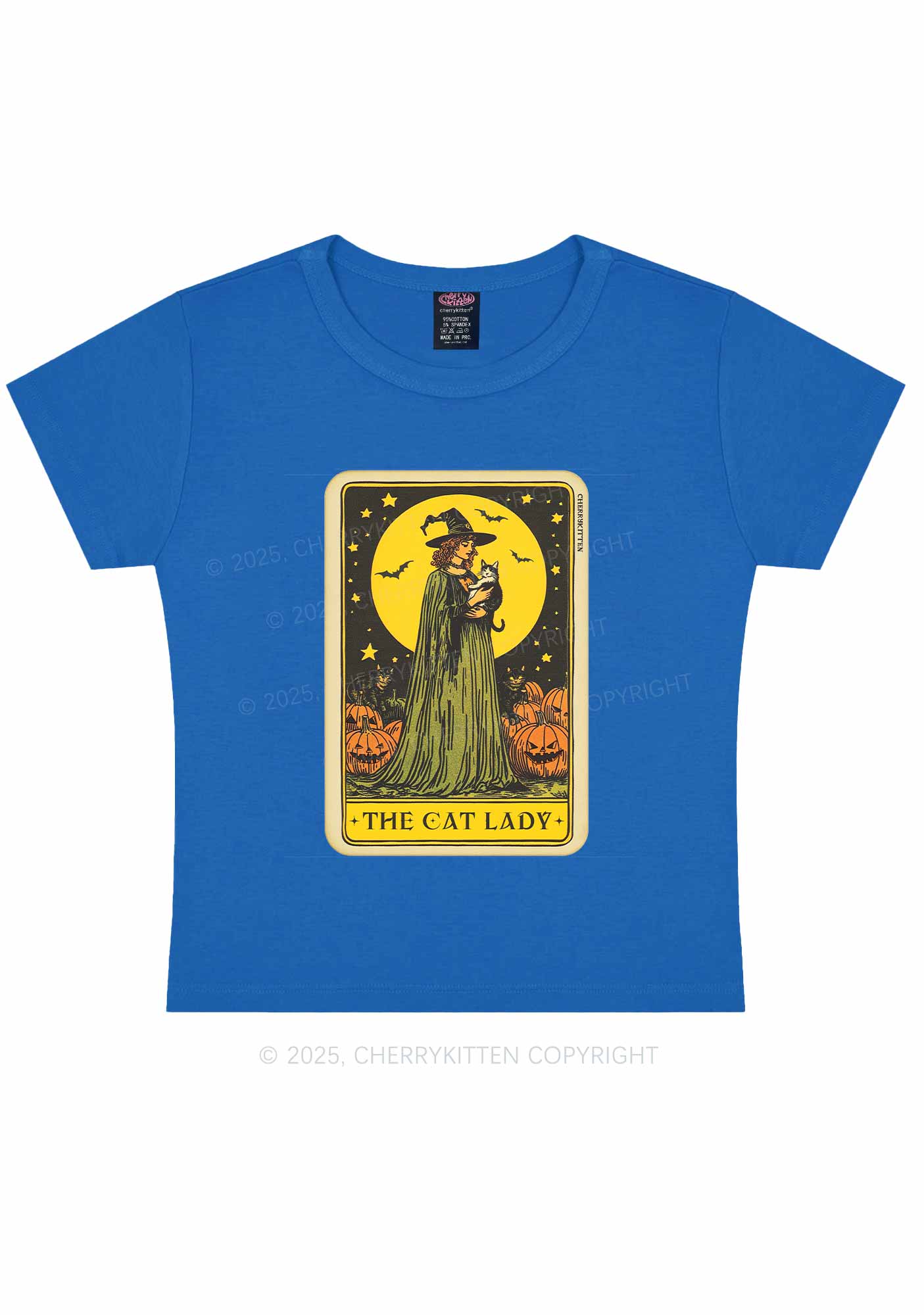 Halloween The Witch Cat Lady Y2K Baby Tee Cherrykitten