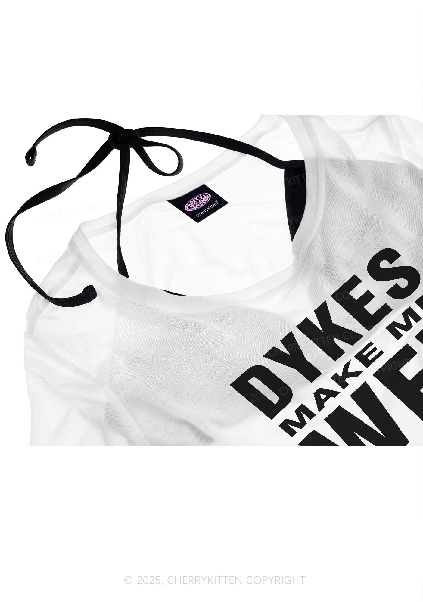 Dykes Make Me Wet Pride Y2K Sheer Boyfriend Tee Cherrykitten