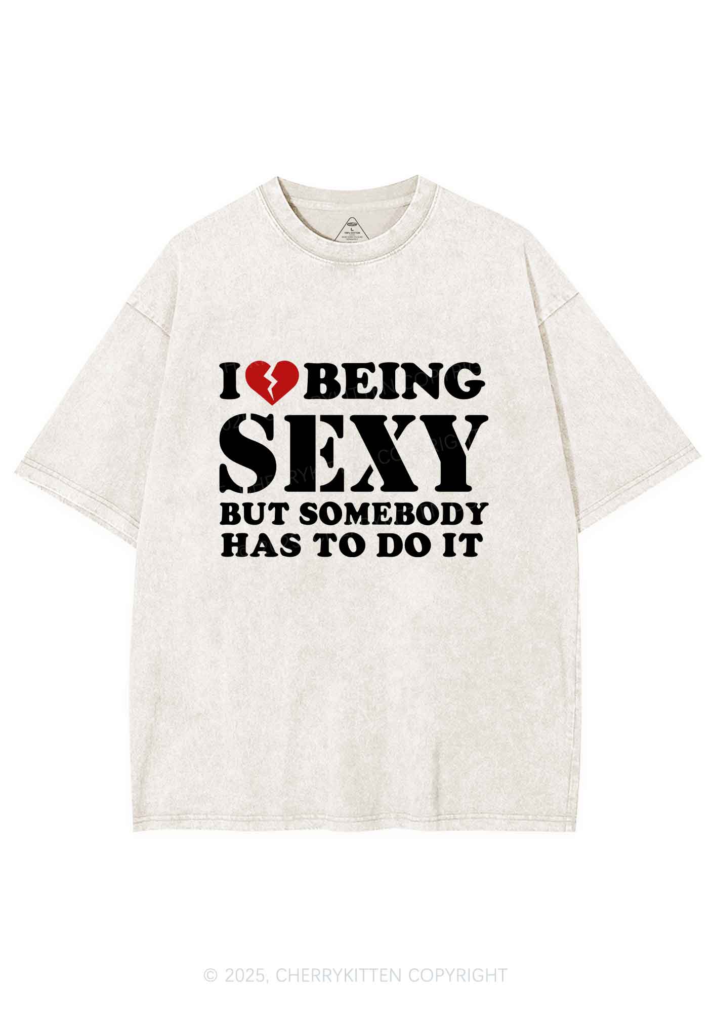 Being Sexy Tough Y2K Shirts Washed Tee Cherrykitten