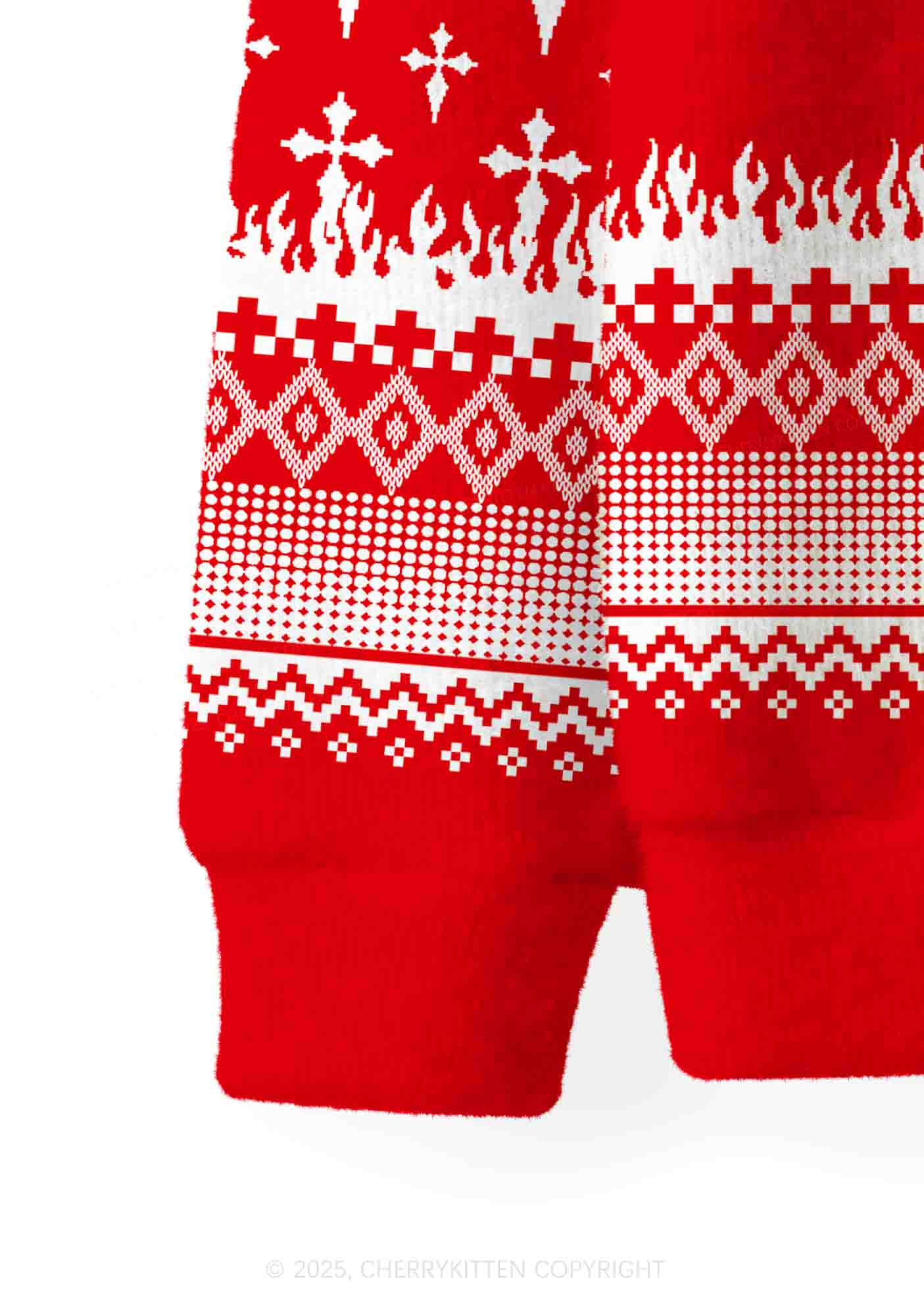 Punk Cxxt Y2K Christmas Cardigan Knit Sweatshirt Cherrykitten