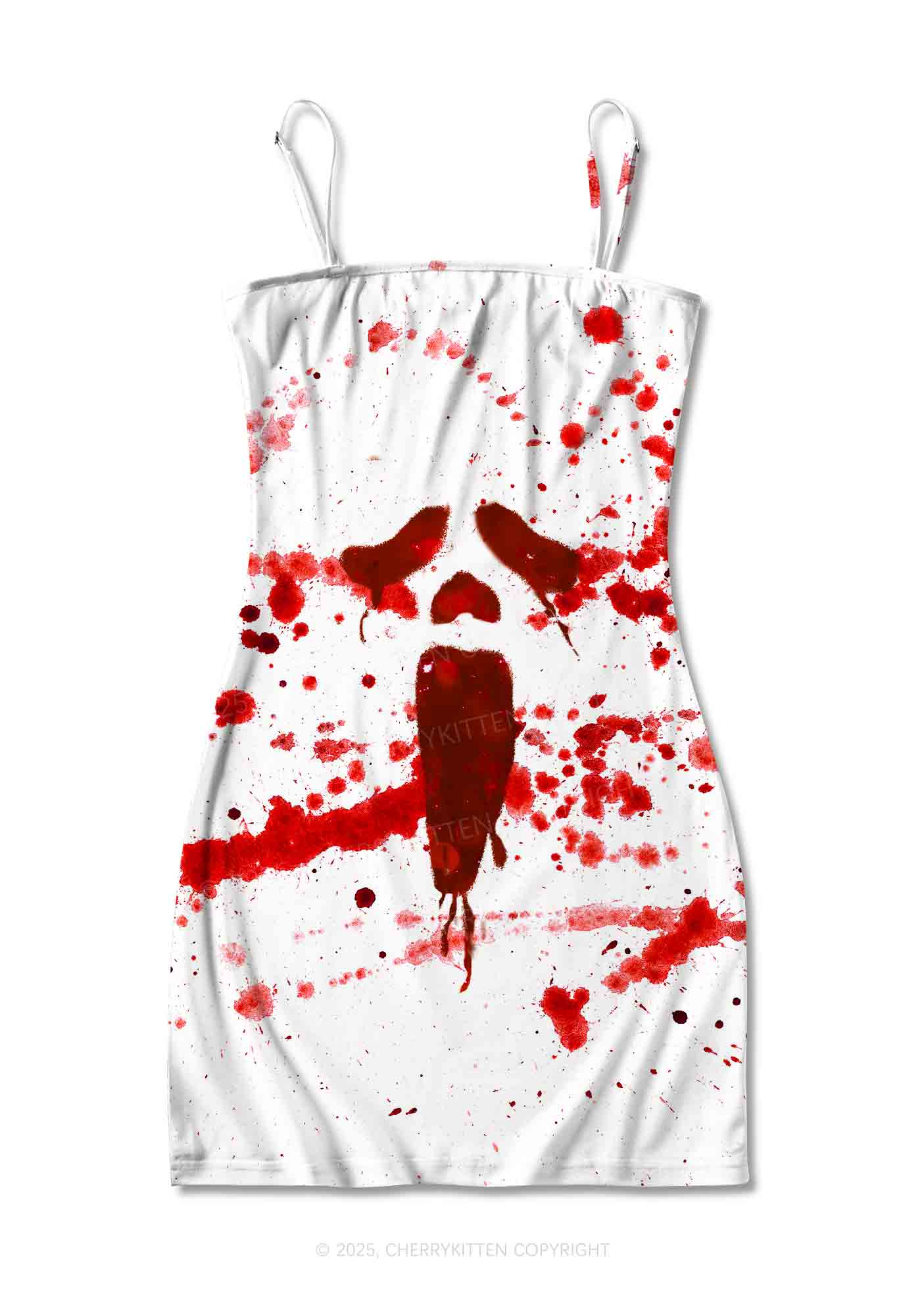 Halloween Bloody Ghost Y2K Print Slip Dress Cherrykitten