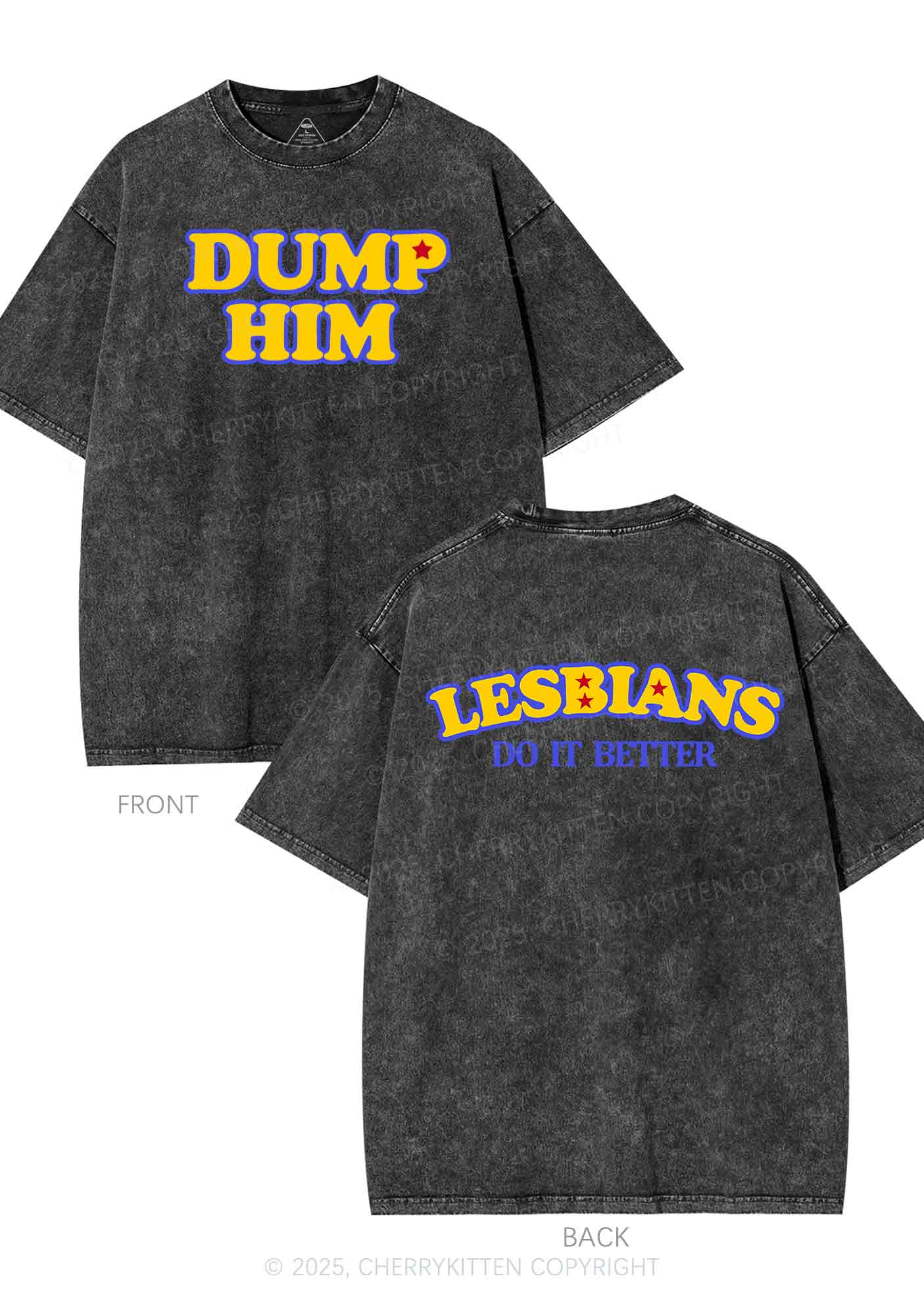 Lesbians Do It Better Two Sides Y2K Shirts Washed Tee Cherrykitten