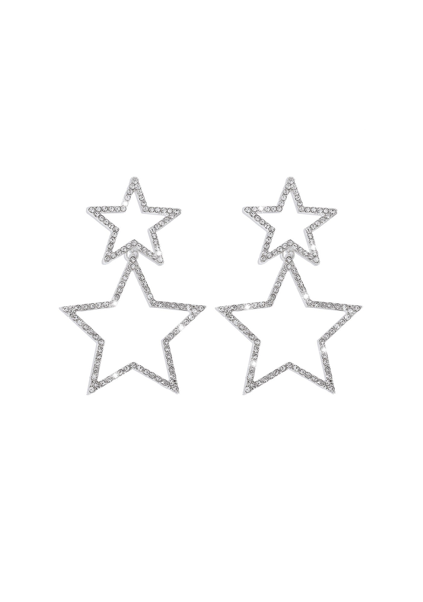 Pentagram Double Layer Fashion Rhinestone Earrings