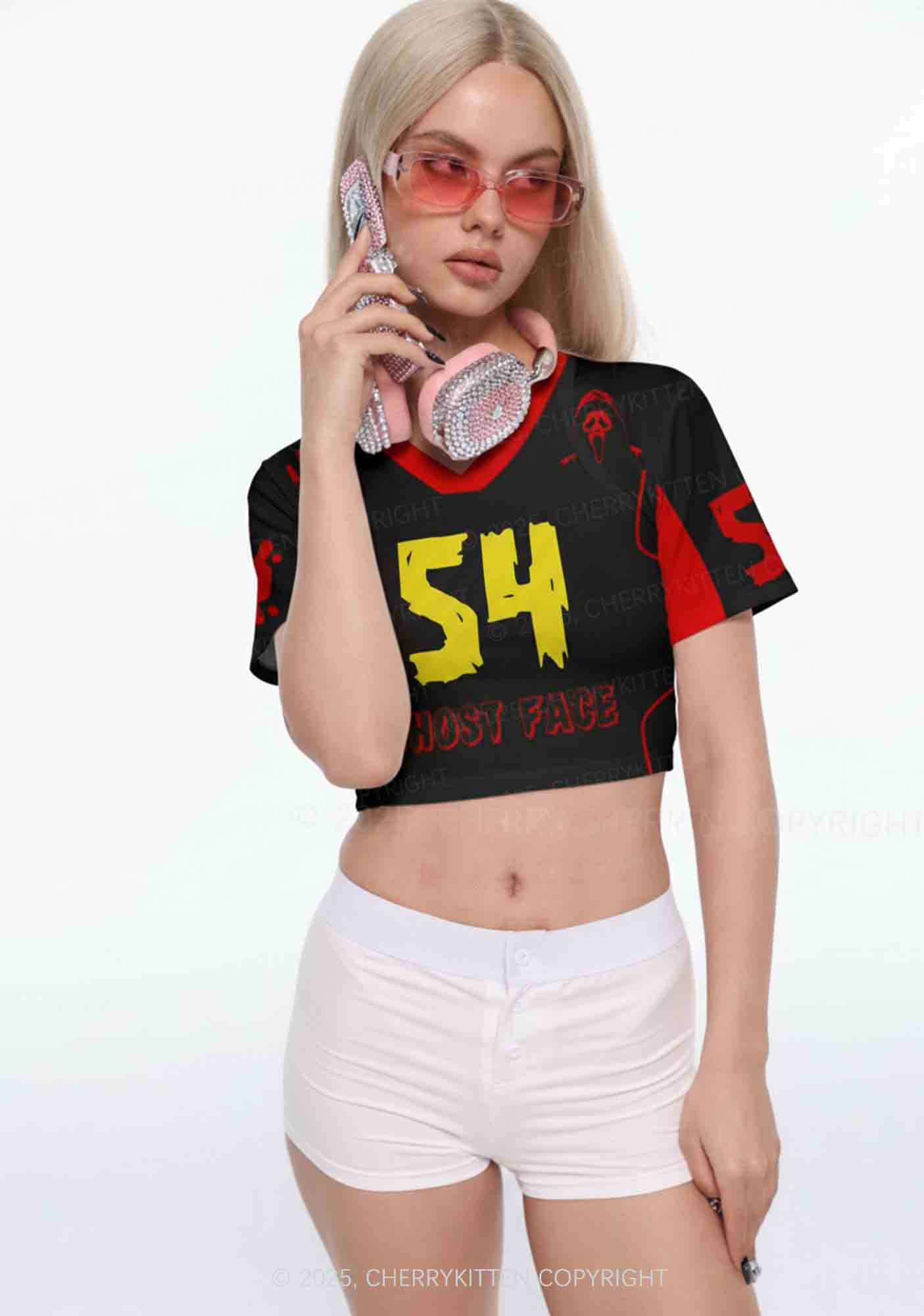 Halloween Custom Horror Ghost Y2K Crop Sport Jersey Shirts Cherrykitten